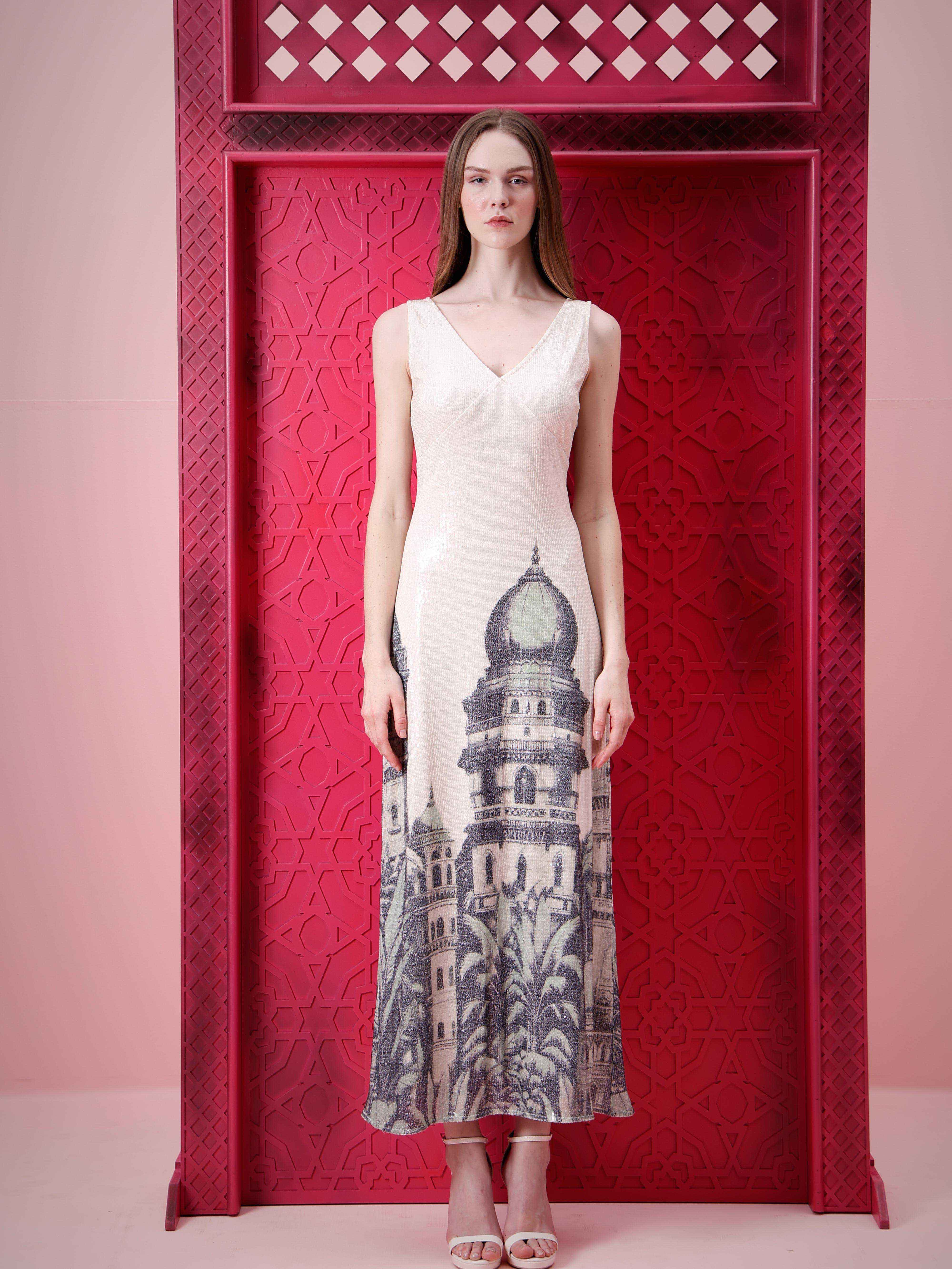 Vero Moda Marquee White Sequin Printed Dress - Image 8