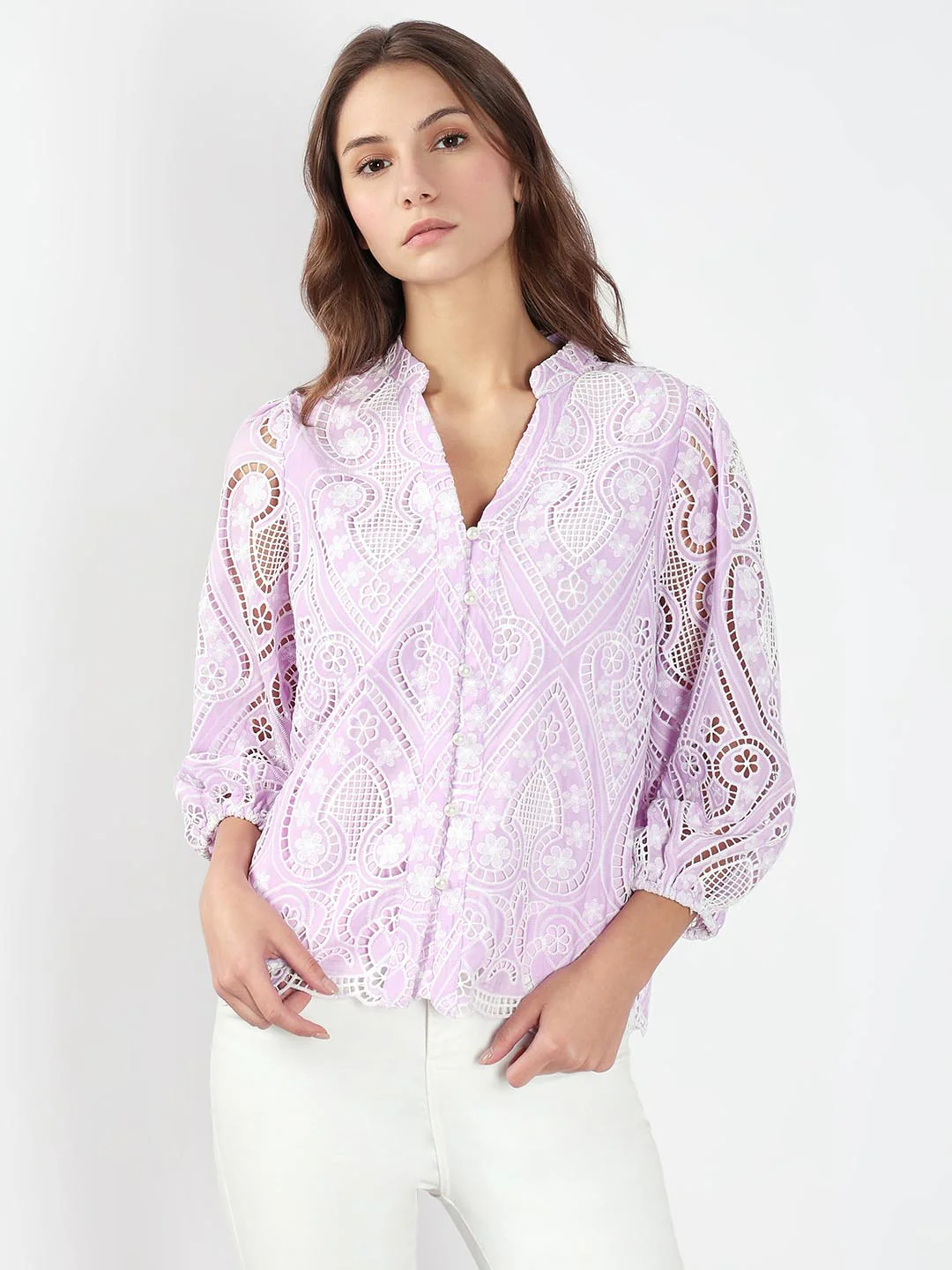 Lilac Schiffli Embroidered Top - Image 2