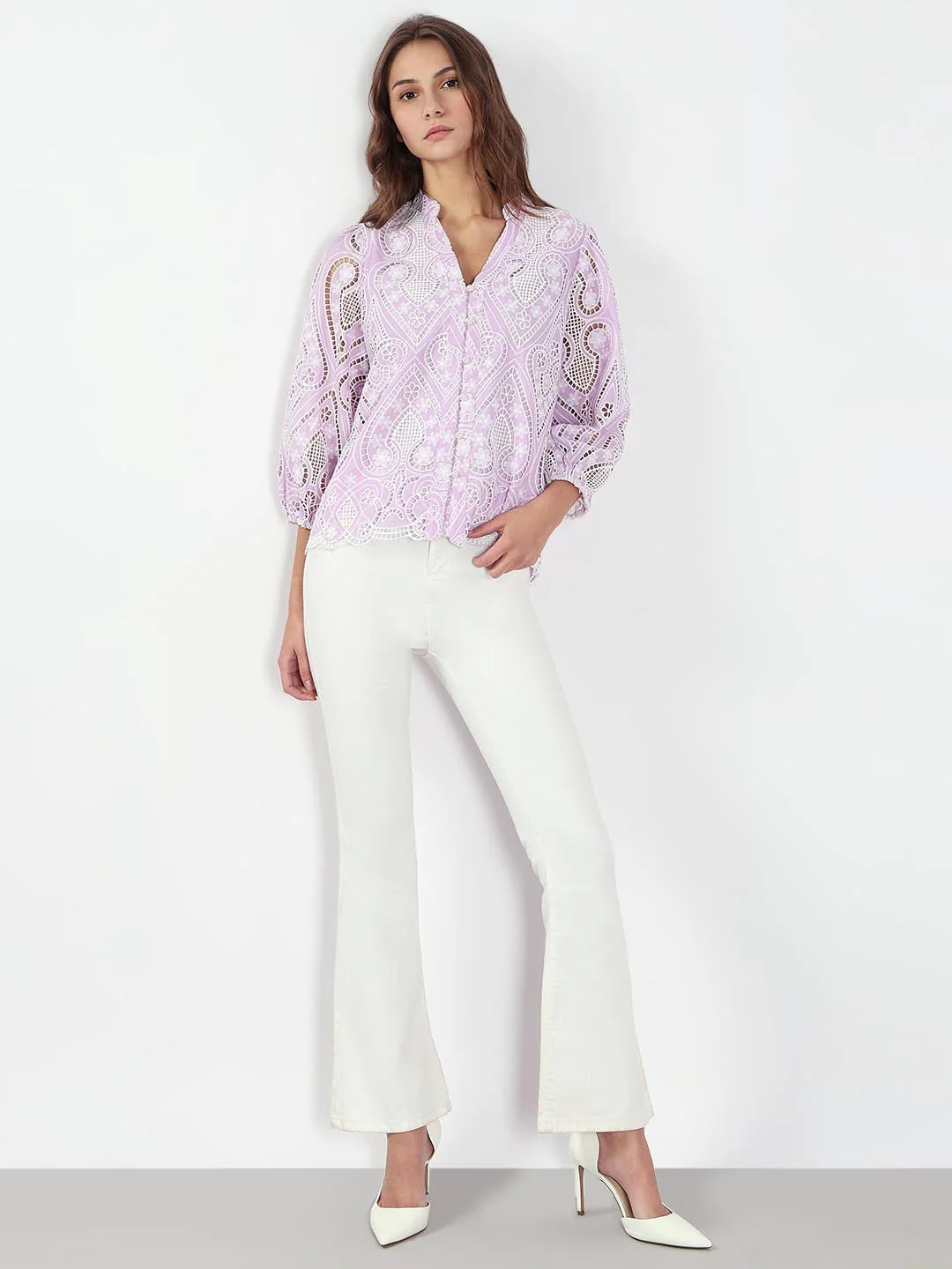 Lilac Schiffli Embroidered Top - Image 5