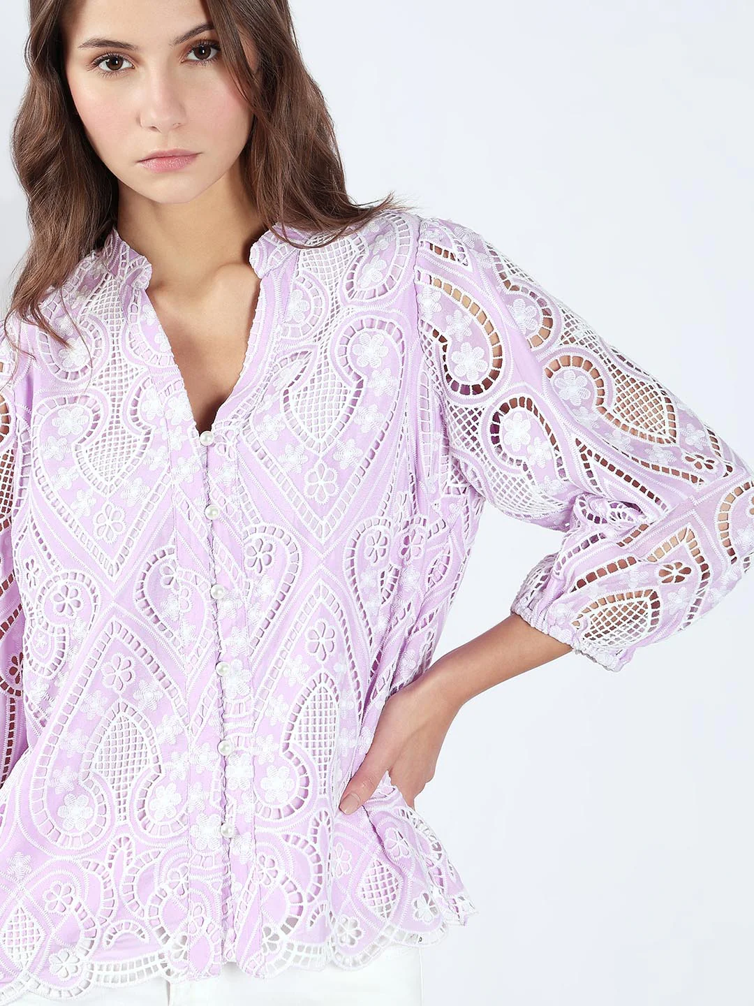 Lilac Schiffli Embroidered Top - Image 6