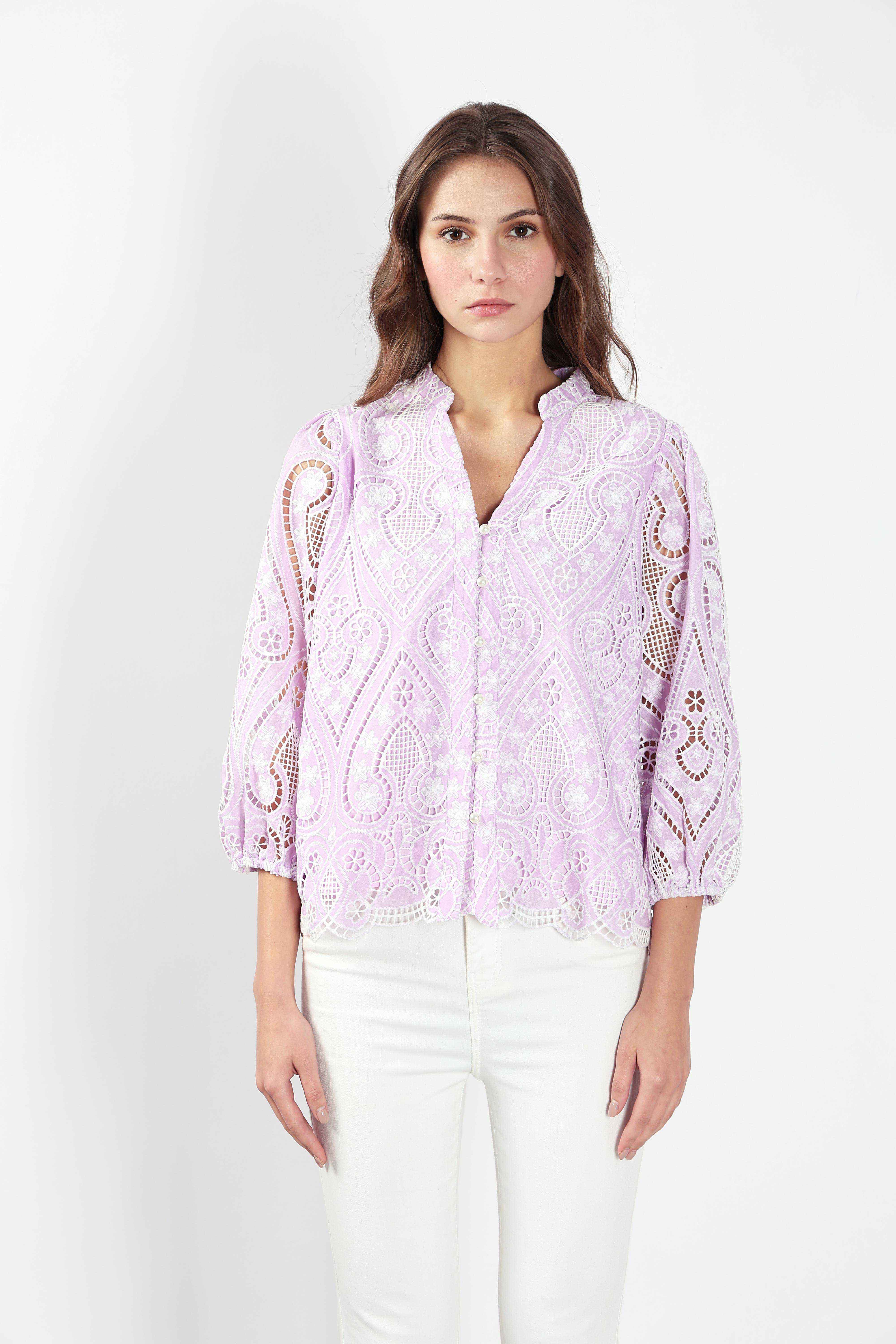 Lilac Schiffli Embroidered Top - Image 9