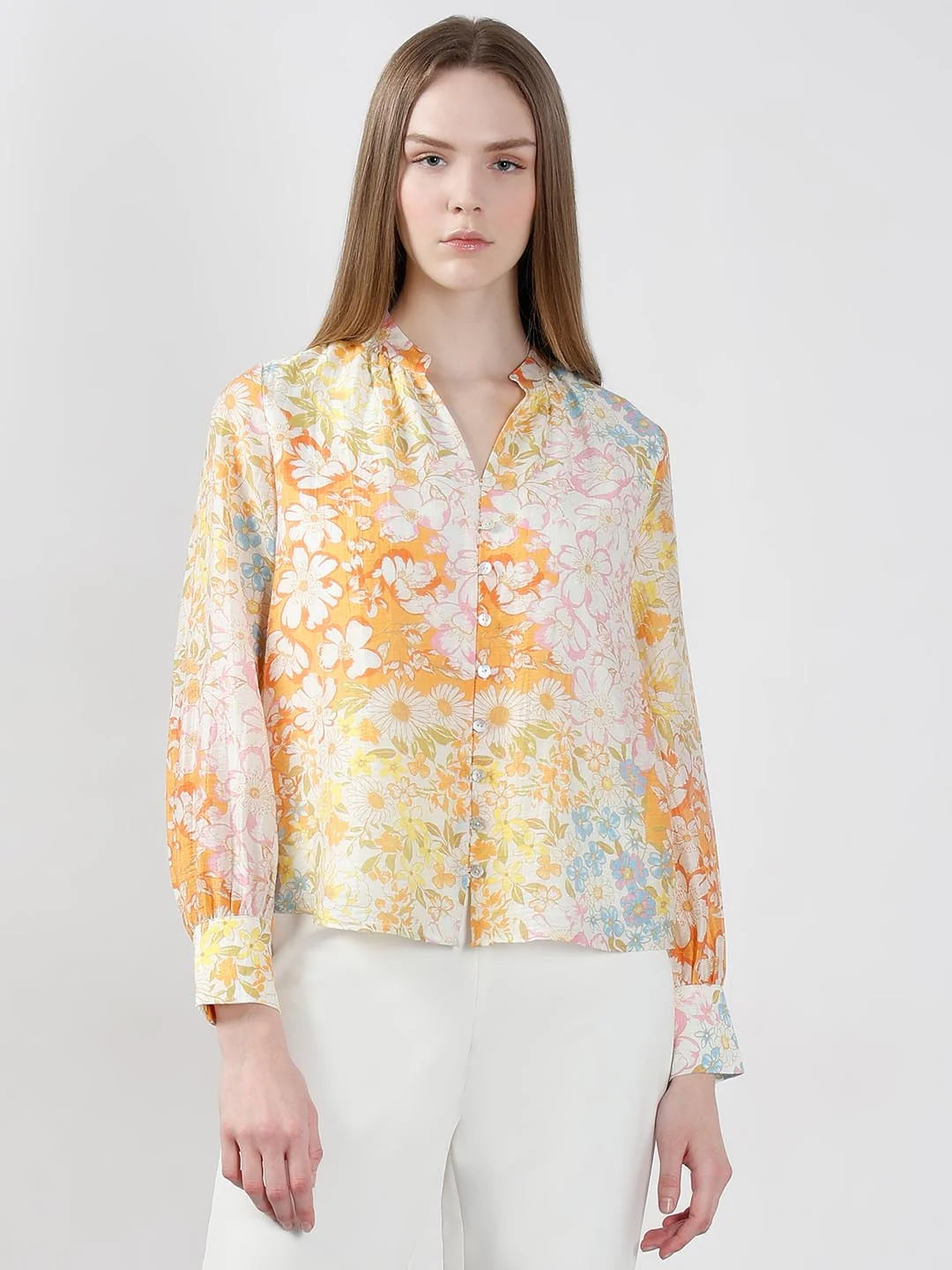 Vero Moda Yellow Floral Full Sleeves Shirt - Image 2