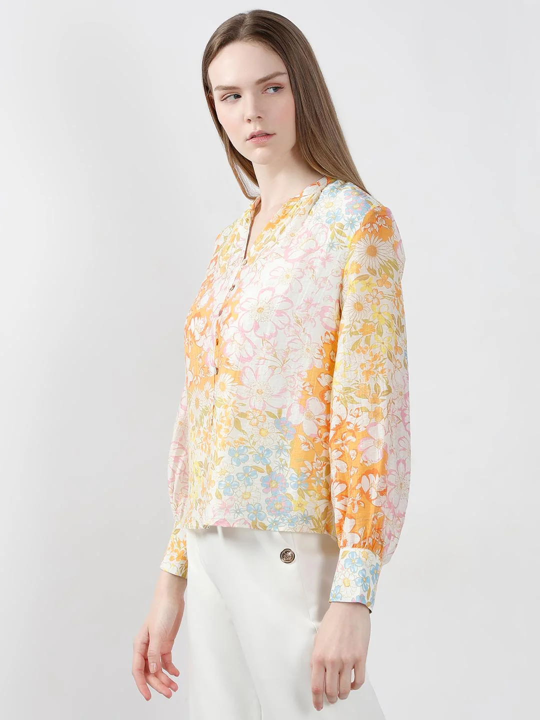 Vero Moda Yellow Floral Full Sleeves Shirt - Image 4