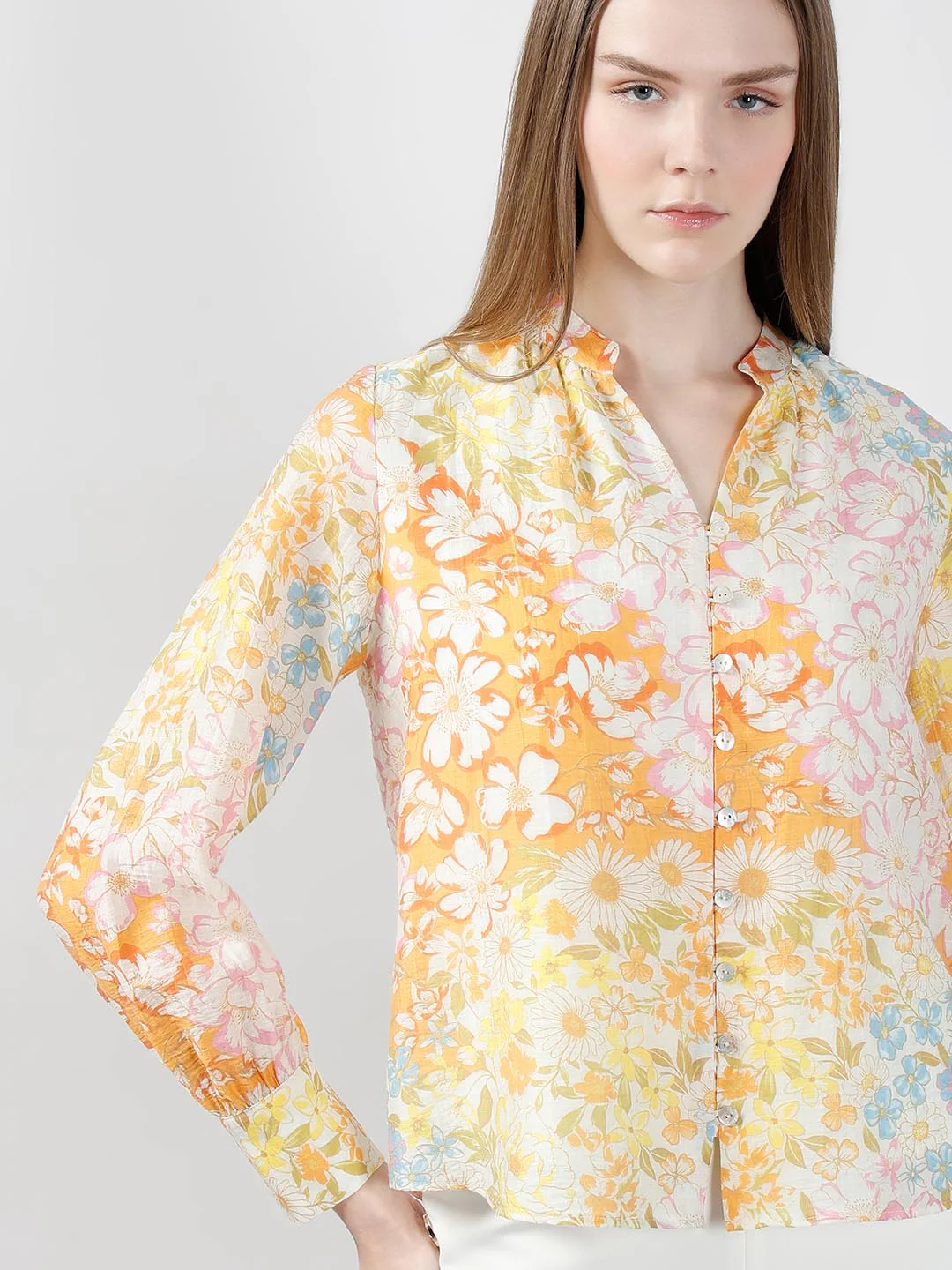 Vero Moda Yellow Floral Full Sleeves Shirt - Image 6