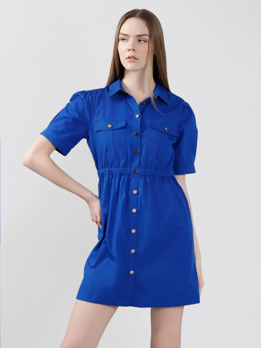 Vero Moda Blue Cotton Shirt Dress - Image 2