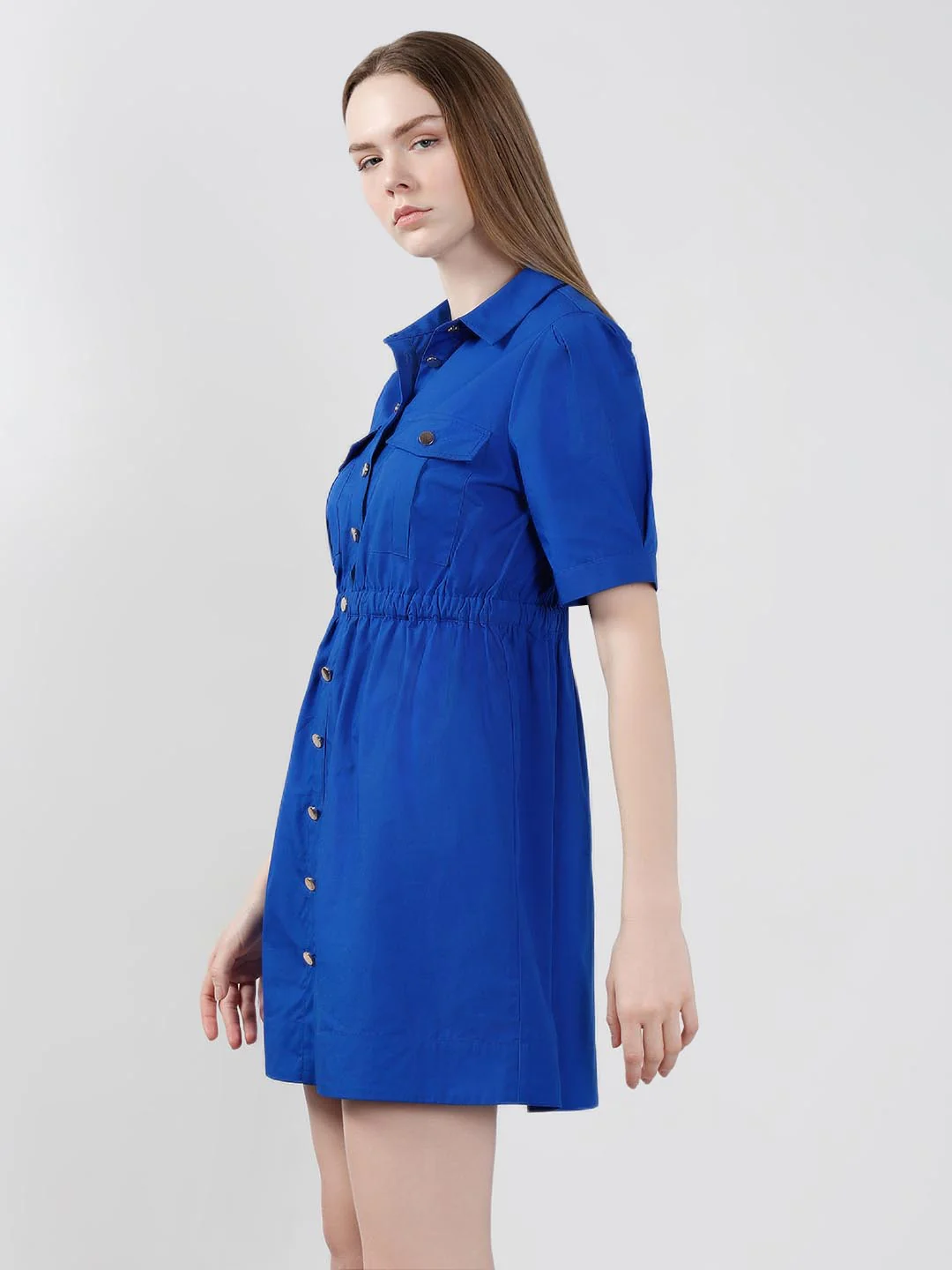 Vero Moda Blue Cotton Shirt Dress - Image 4