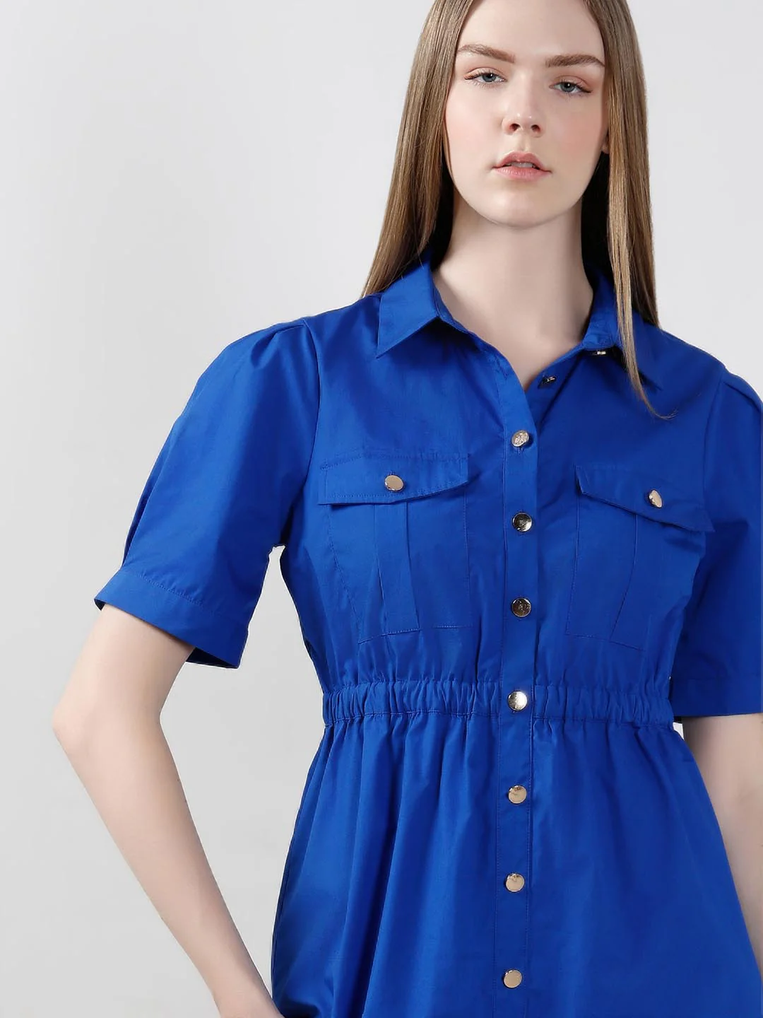 Vero Moda Blue Cotton Shirt Dress - Image 6