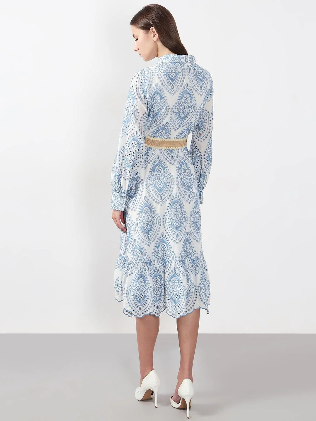 Vero Moda White Schiffli Embroidered Shirt Dress - Image 4