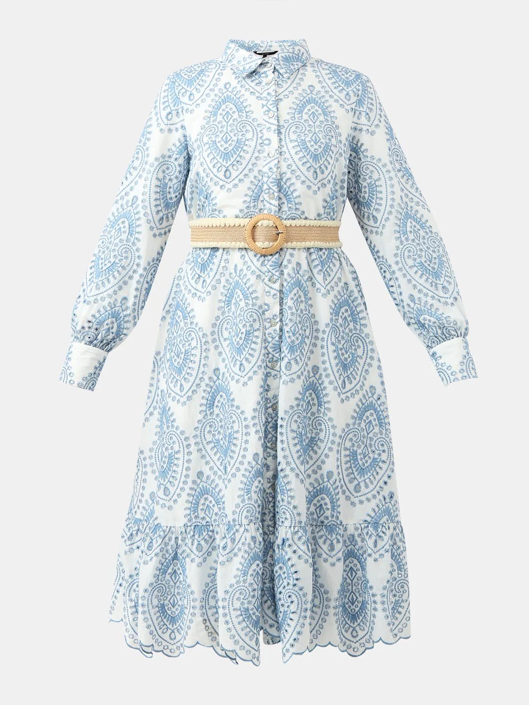 Vero Moda White Schiffli Embroidered Shirt Dress - Image 7