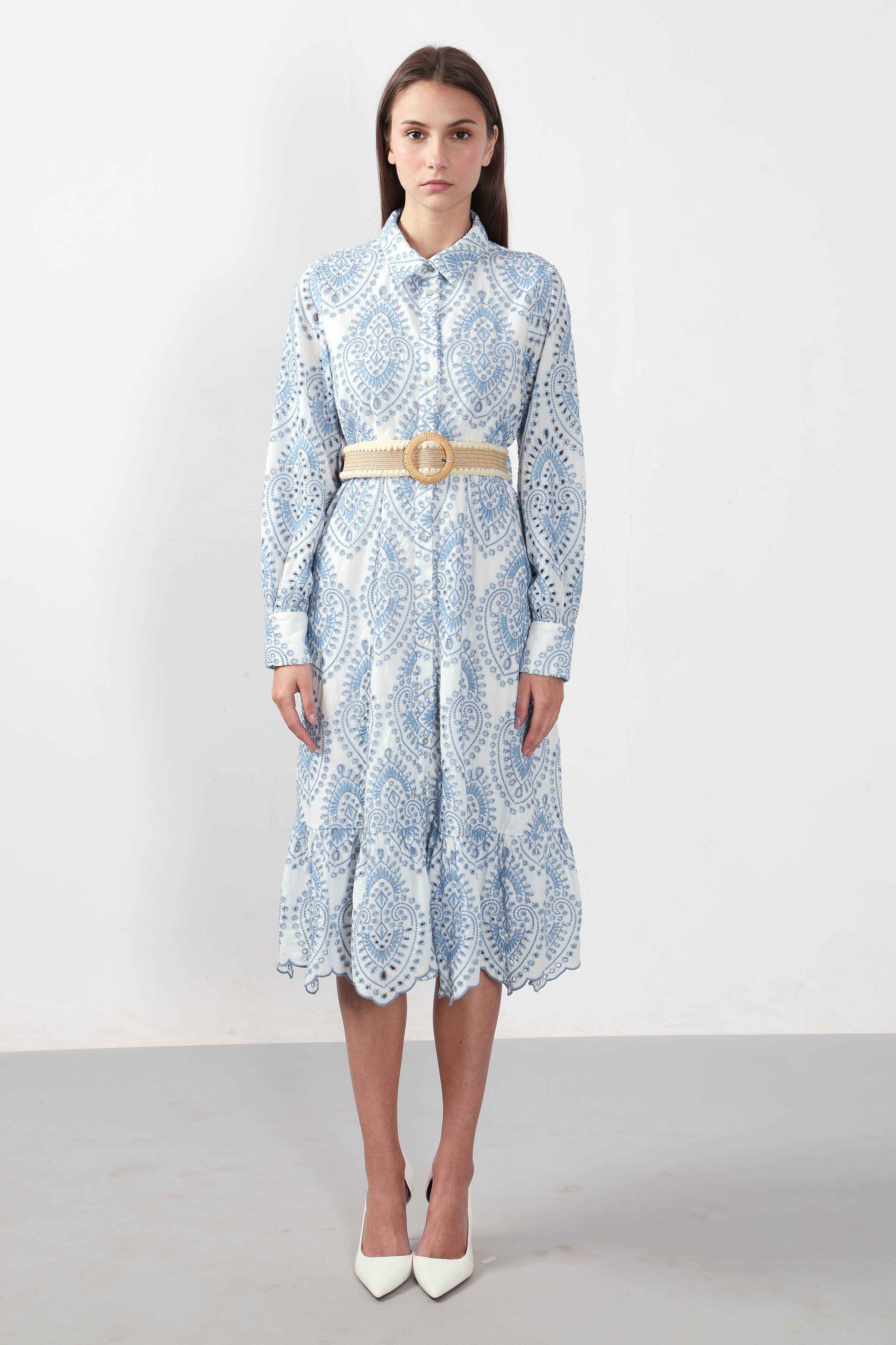 Vero Moda White Schiffli Embroidered Shirt Dress - Image 8
