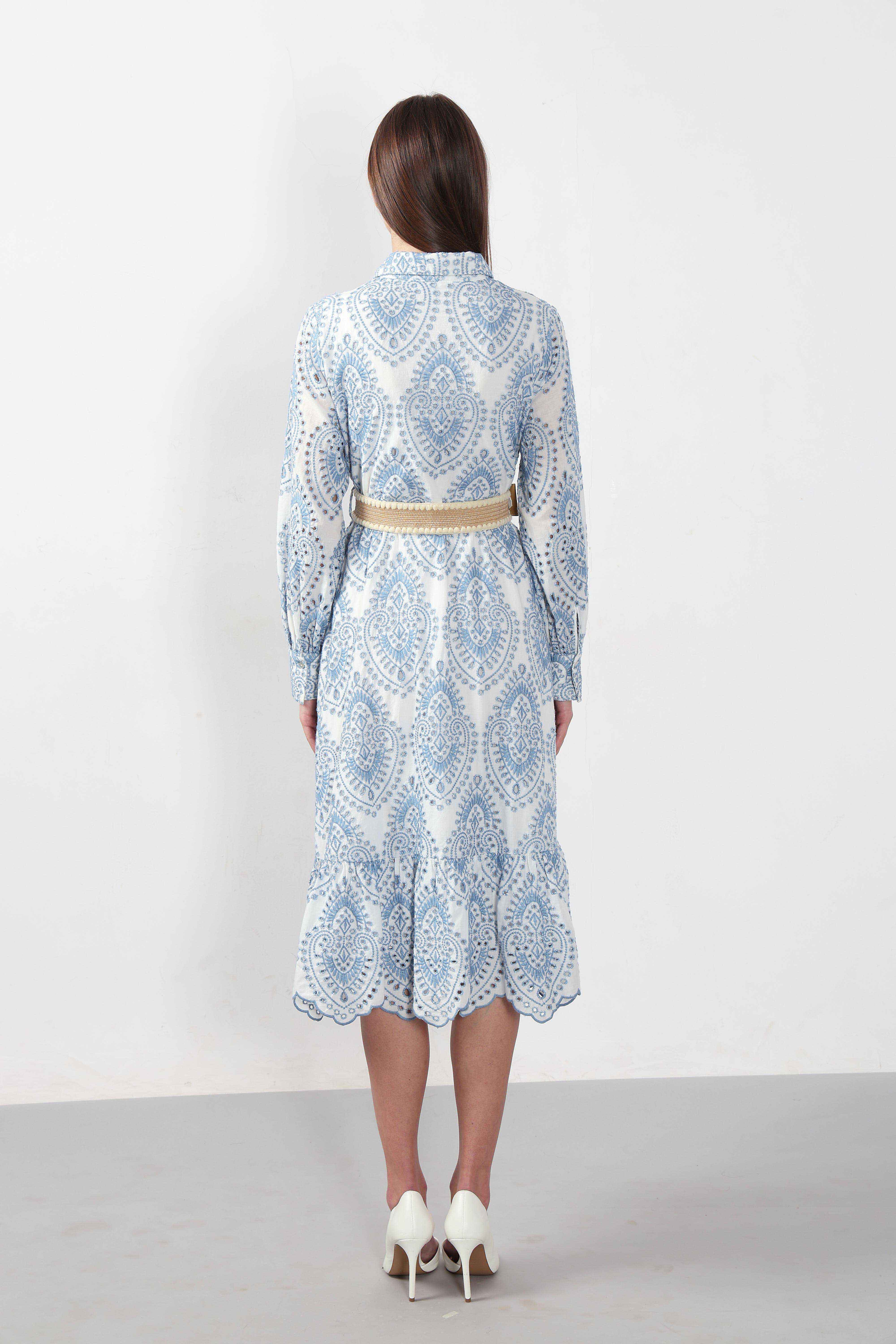 Vero Moda White Schiffli Embroidered Shirt Dress - Image 9