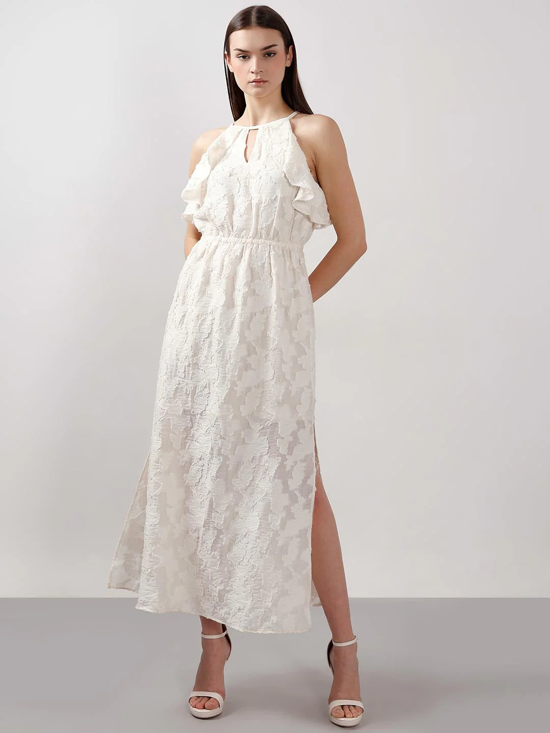 Vero Moda White Ruffle Midaxi Dress - Image 2