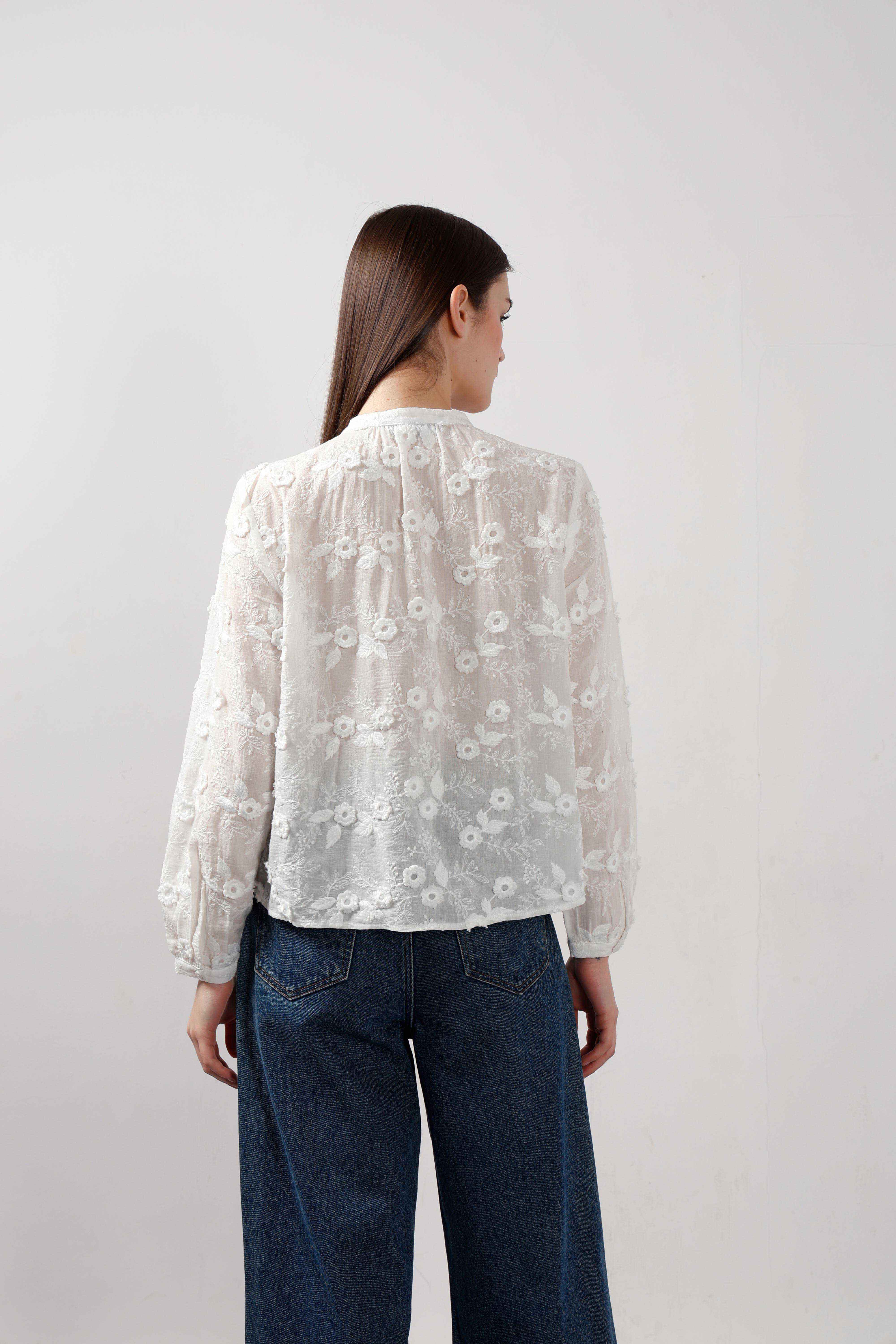Vero Moda White 3D Embroidery Shirt - Image 10