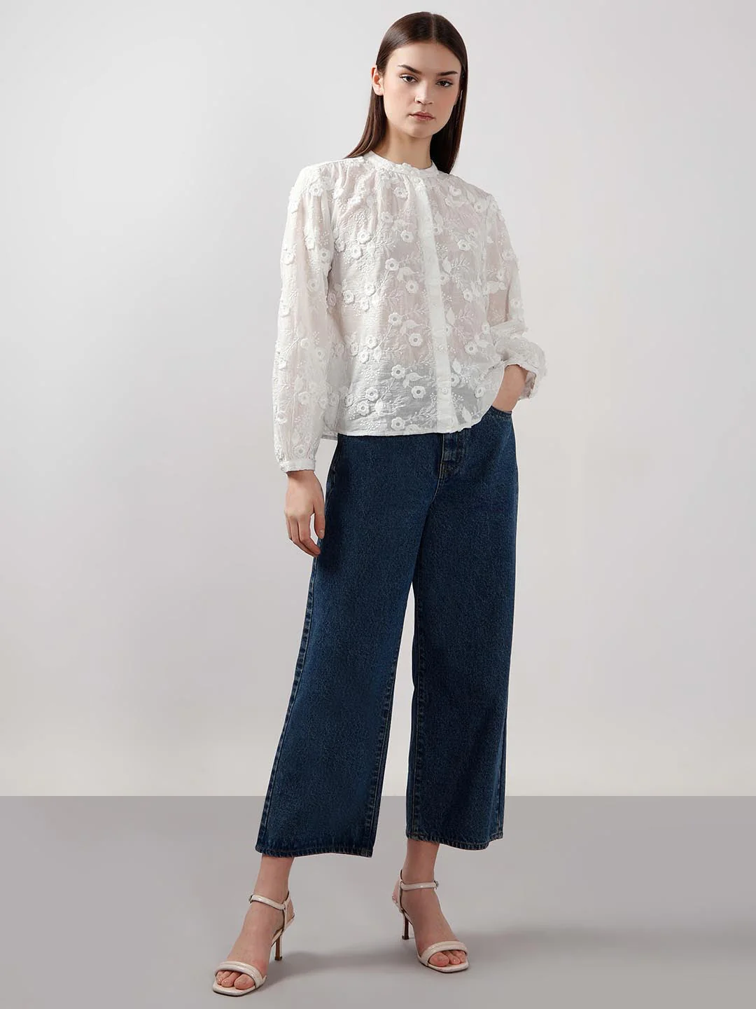 Vero Moda White 3D Embroidery Shirt - Image 5