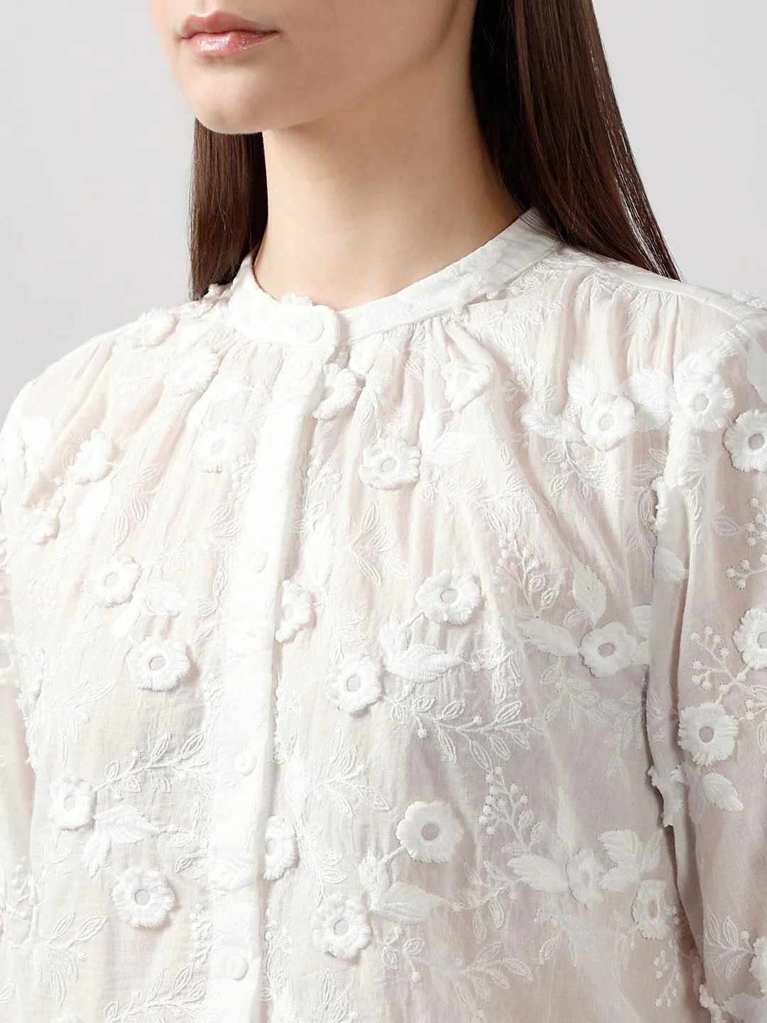 Vero Moda White 3D Embroidery Shirt - Image 8