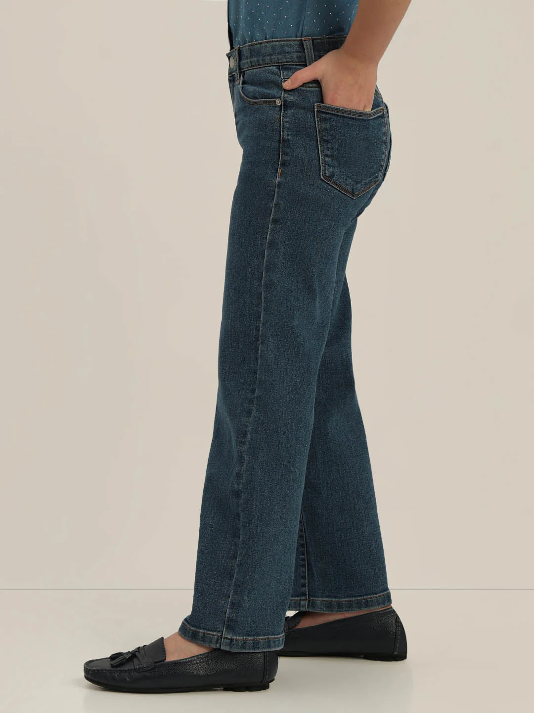 GIRLS Dark Blue Wide Leg Jeans - Image 3