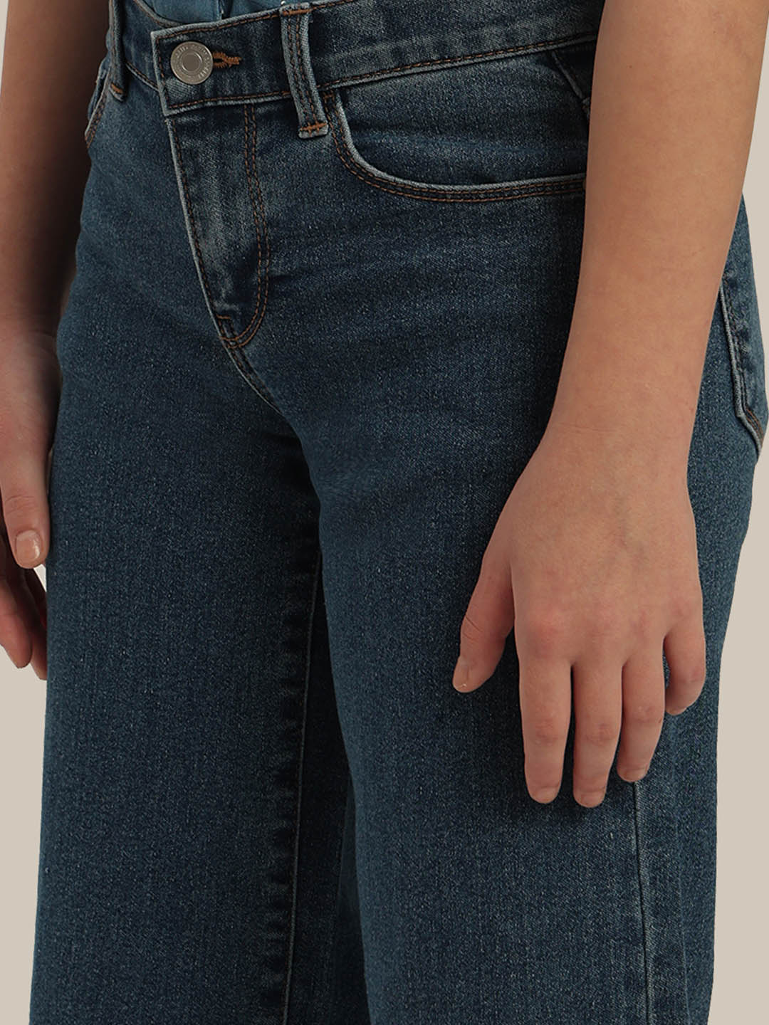 GIRLS Dark Blue Wide Leg Jeans - Image 8