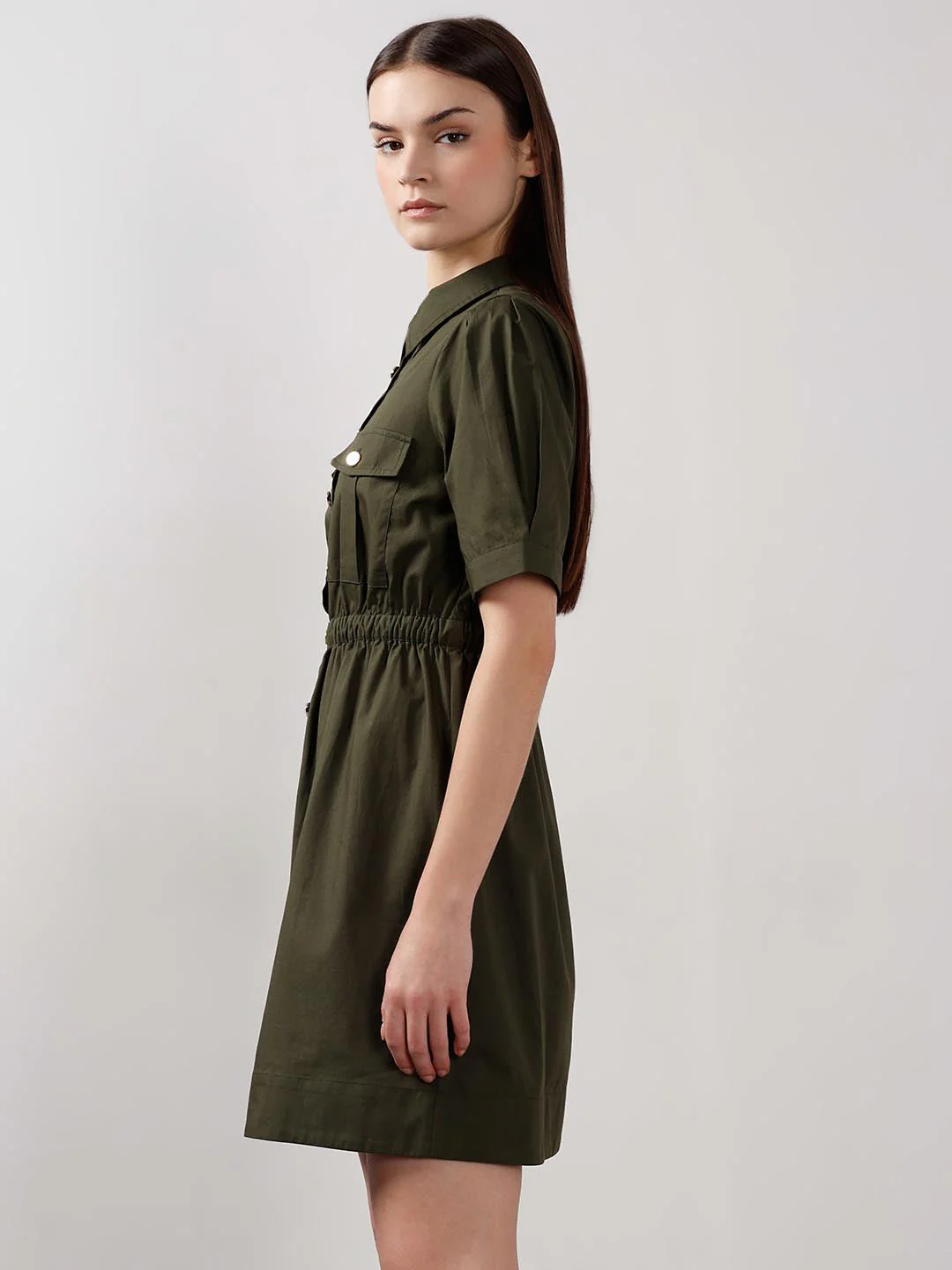 Vero Moda Green Cotton Shirt Dress - Image 4