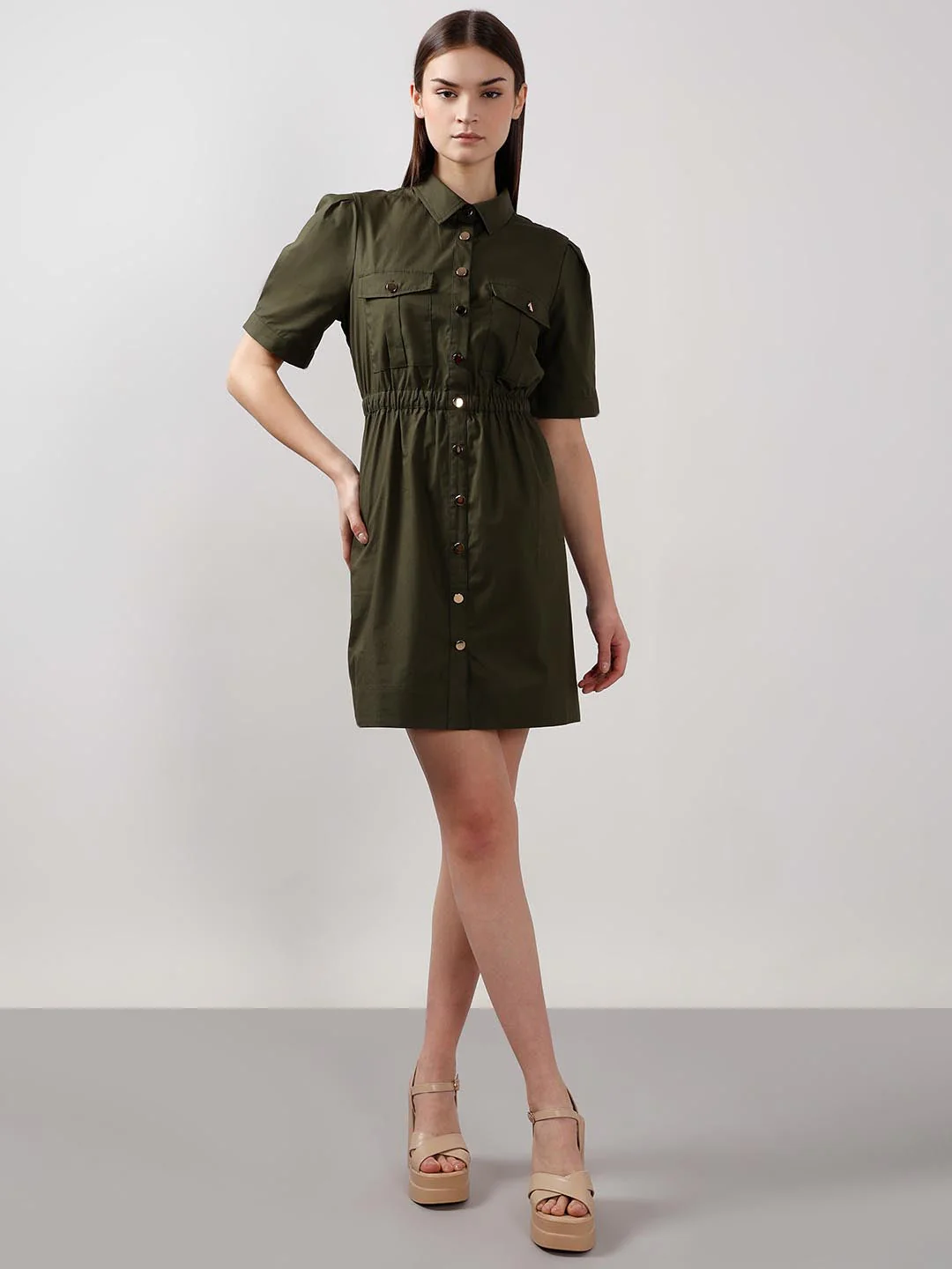 Vero Moda Green Cotton Shirt Dress - Image 5