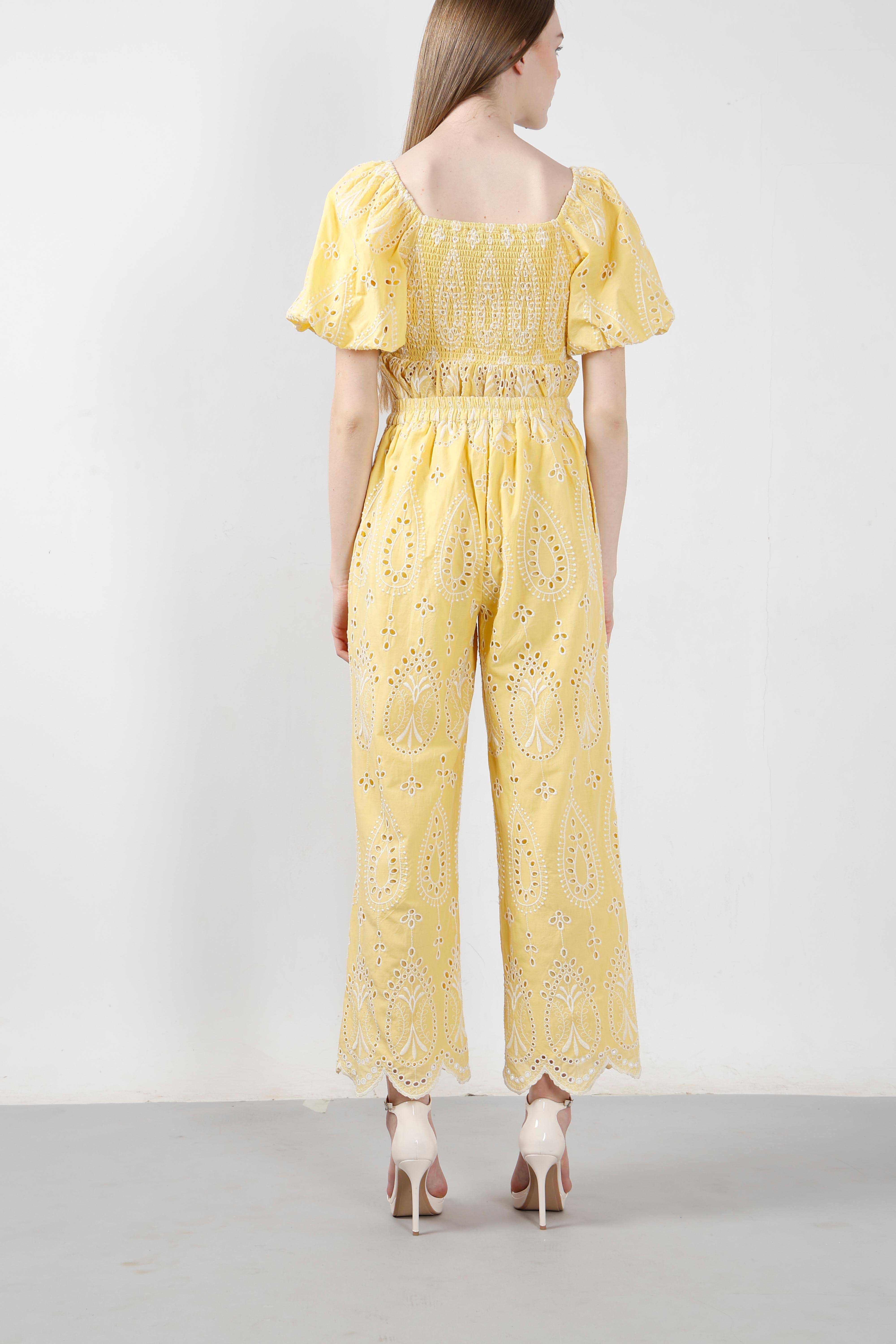 Vero Moda Yellow Schiffli Embroidered Pant - Image 10