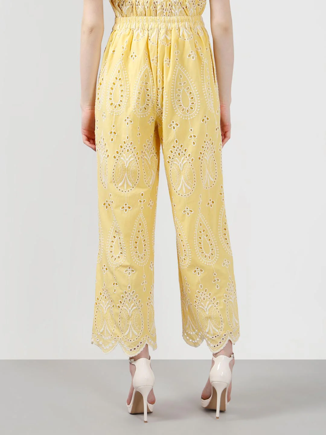 Vero Moda Yellow Schiffli Embroidered Pant - Image 3