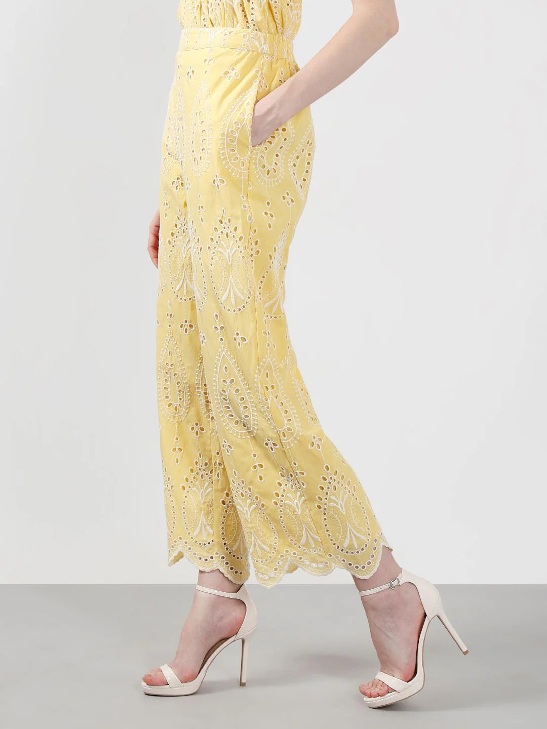 Vero Moda Yellow Schiffli Embroidered Pant - Image 4