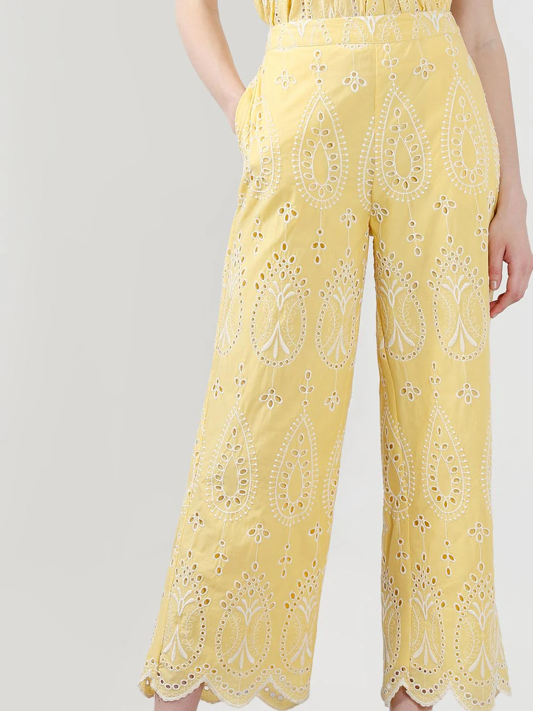 Vero Moda Yellow Schiffli Embroidered Pant - Image 6