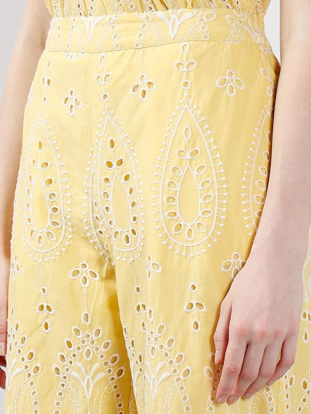 Vero Moda Yellow Schiffli Embroidered Pant - Image 8