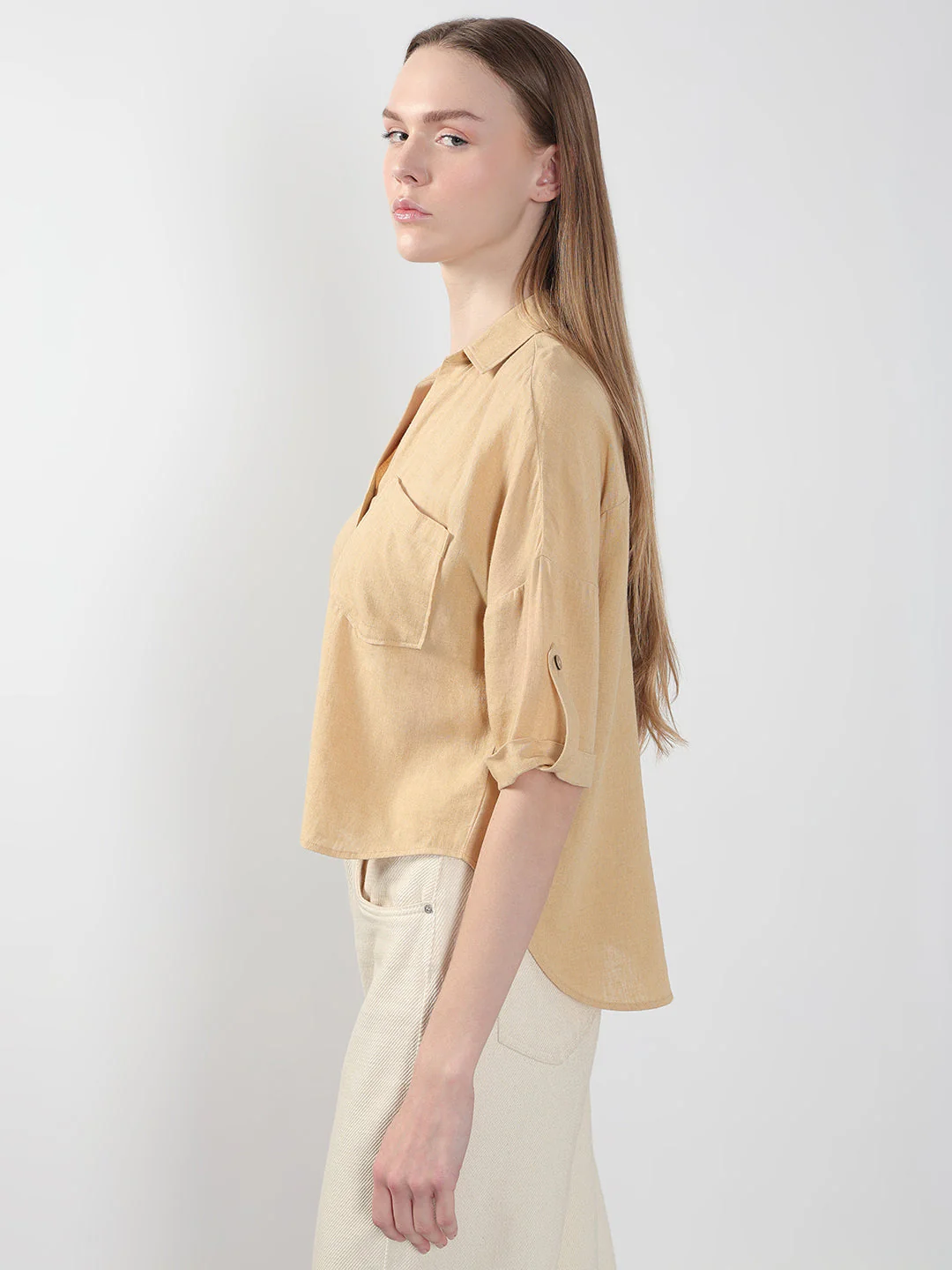VERO MODA Beige Short Sleeves Shirt - Image 3