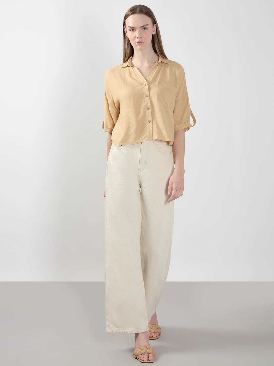 VERO MODA Beige Short Sleeves Shirt - Image 5