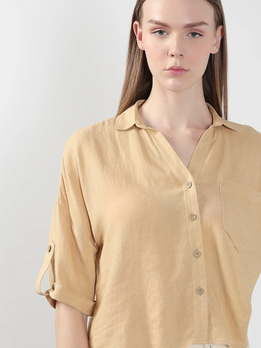 VERO MODA Beige Short Sleeves Shirt - Image 6