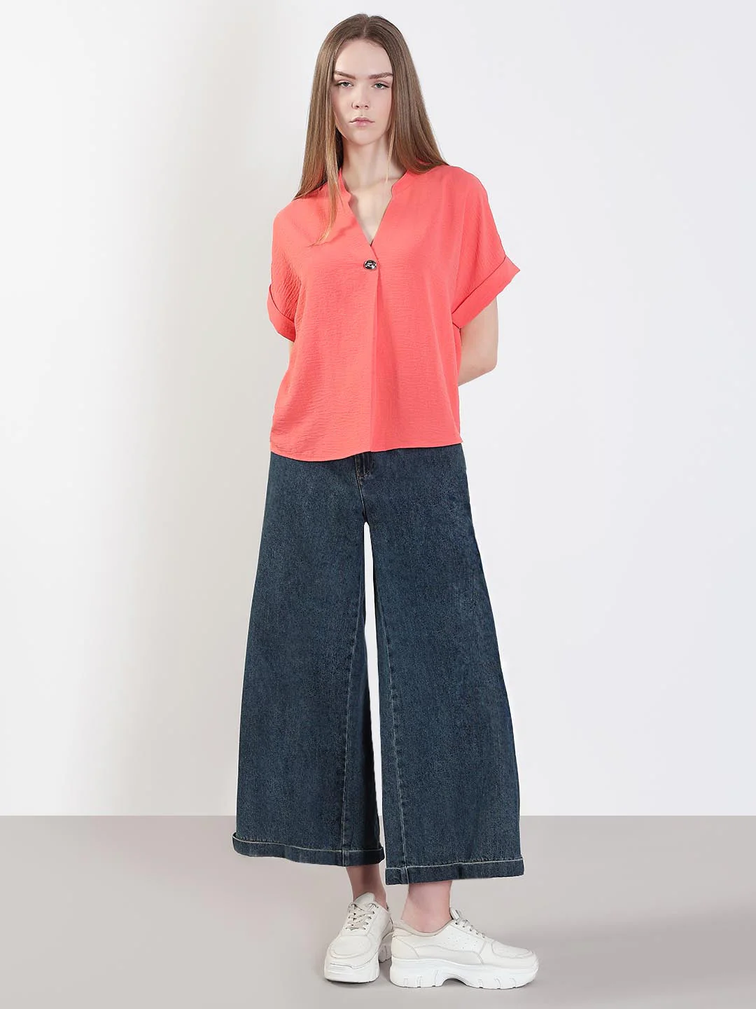 Coral Pink Short Sleeves Top - Image 5