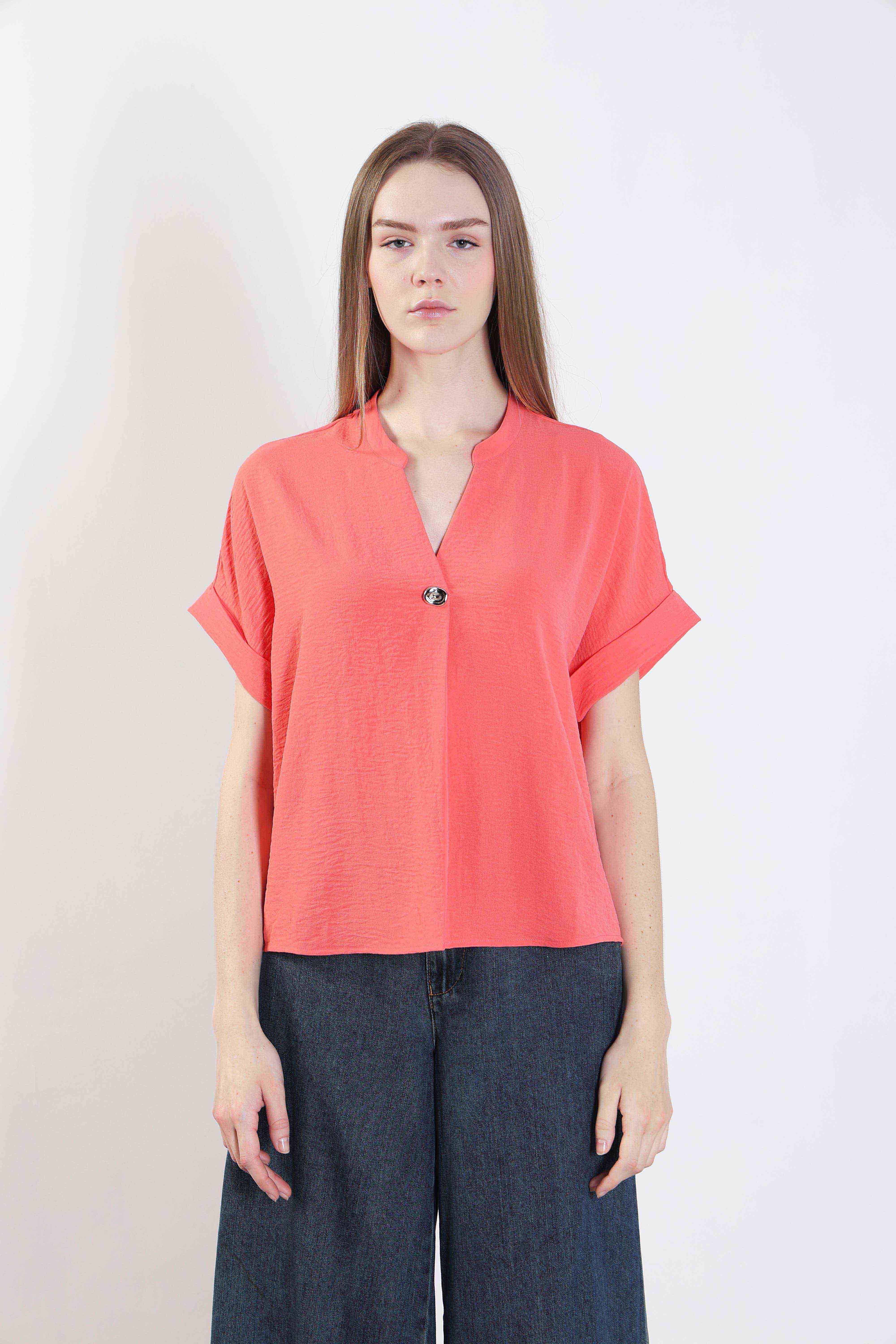 Coral Pink Short Sleeves Top - Image 9