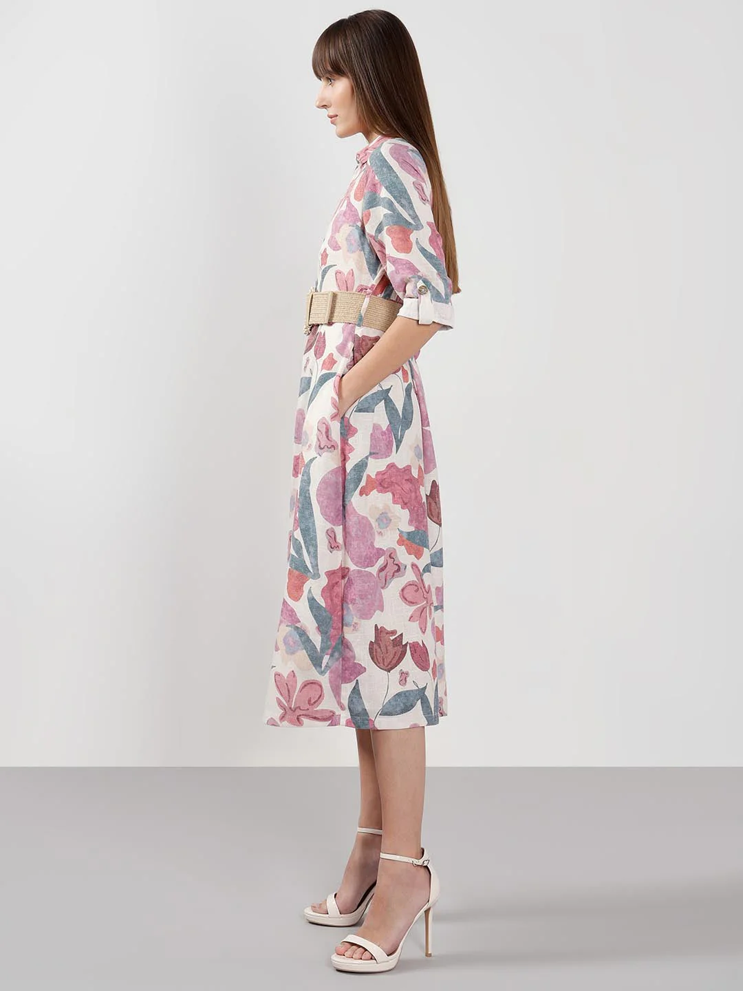 Vero Moda Pink Floral Print Shirt Dress - Image 3