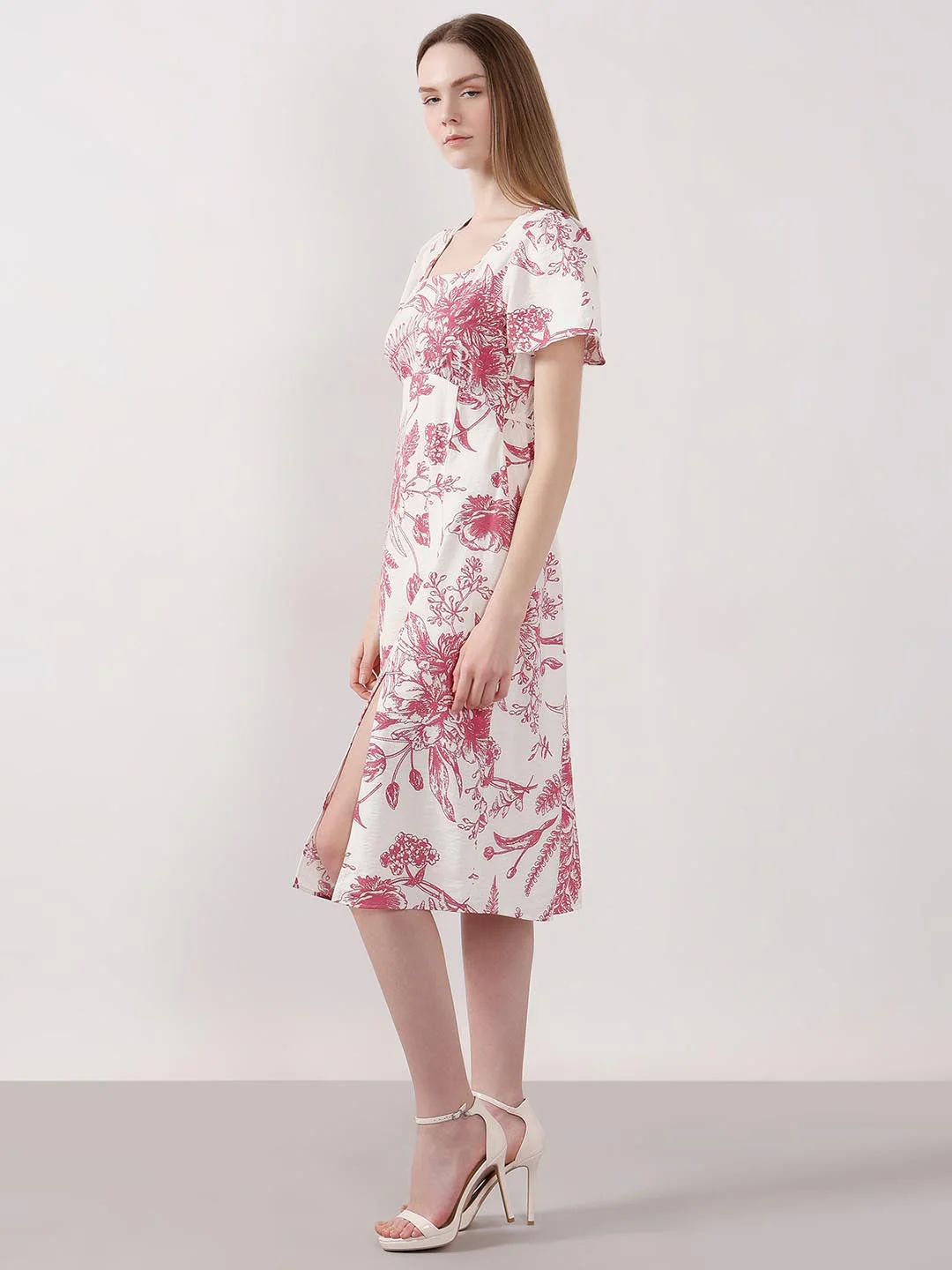 Vero Moda White Printed Midi Dress - Image 3