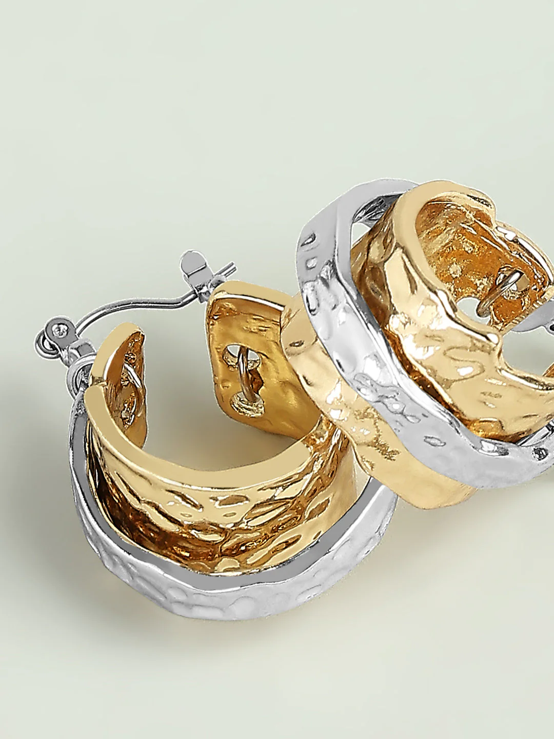 Dual Toned Hoop Earrings - Image 3
