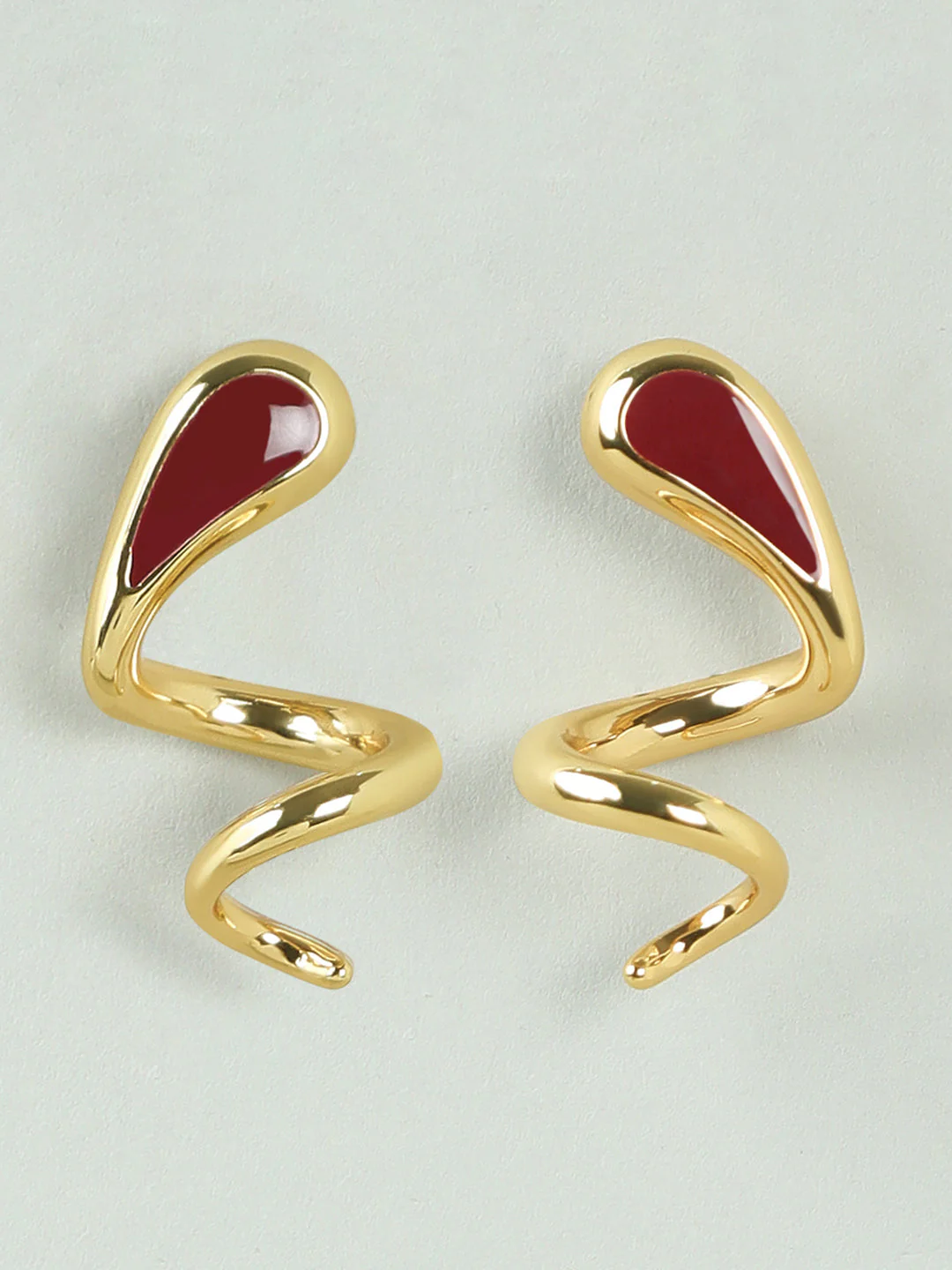 Golden Abstract Earrings - Image 2
