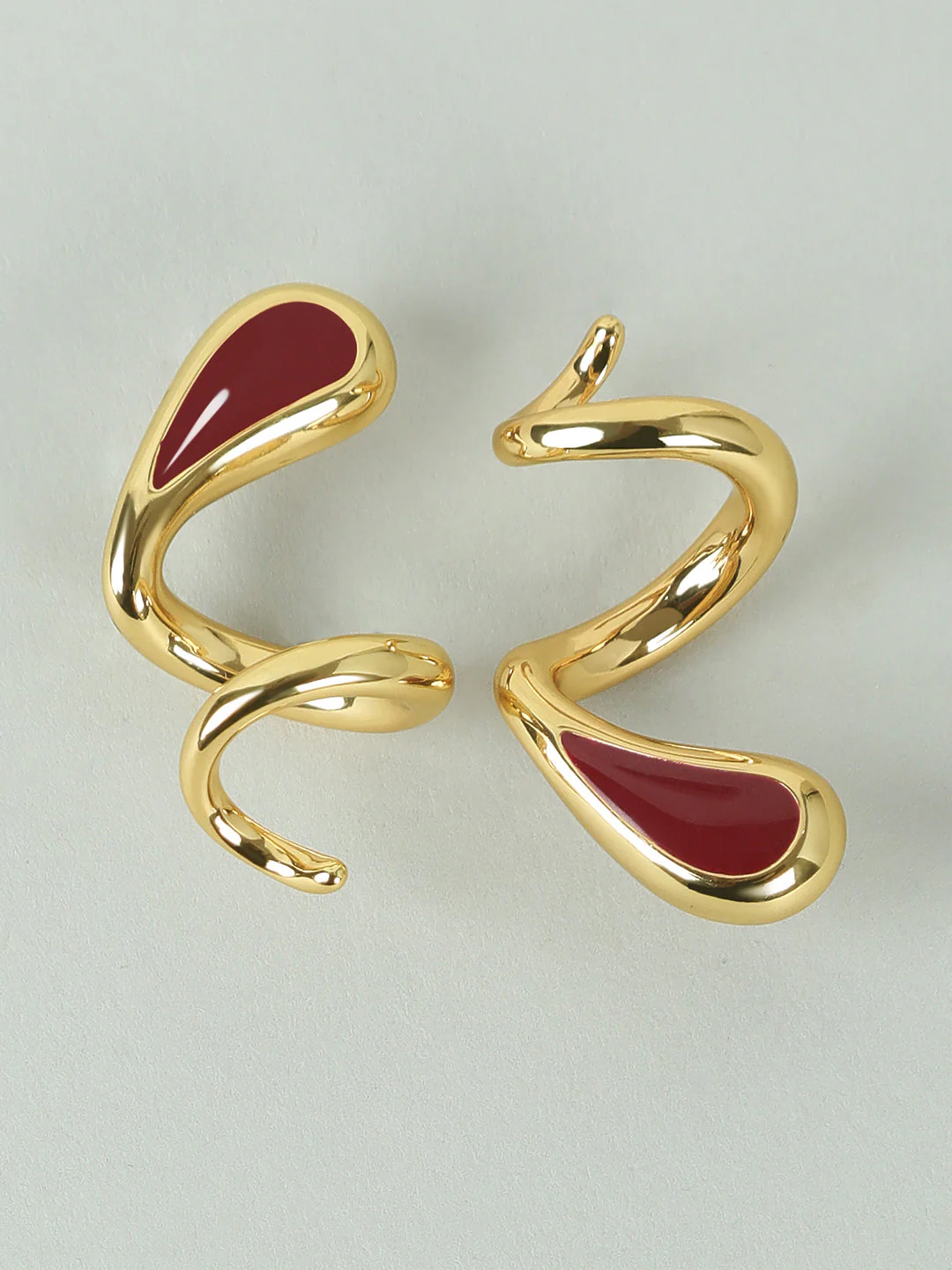Golden Abstract Earrings - Image 3