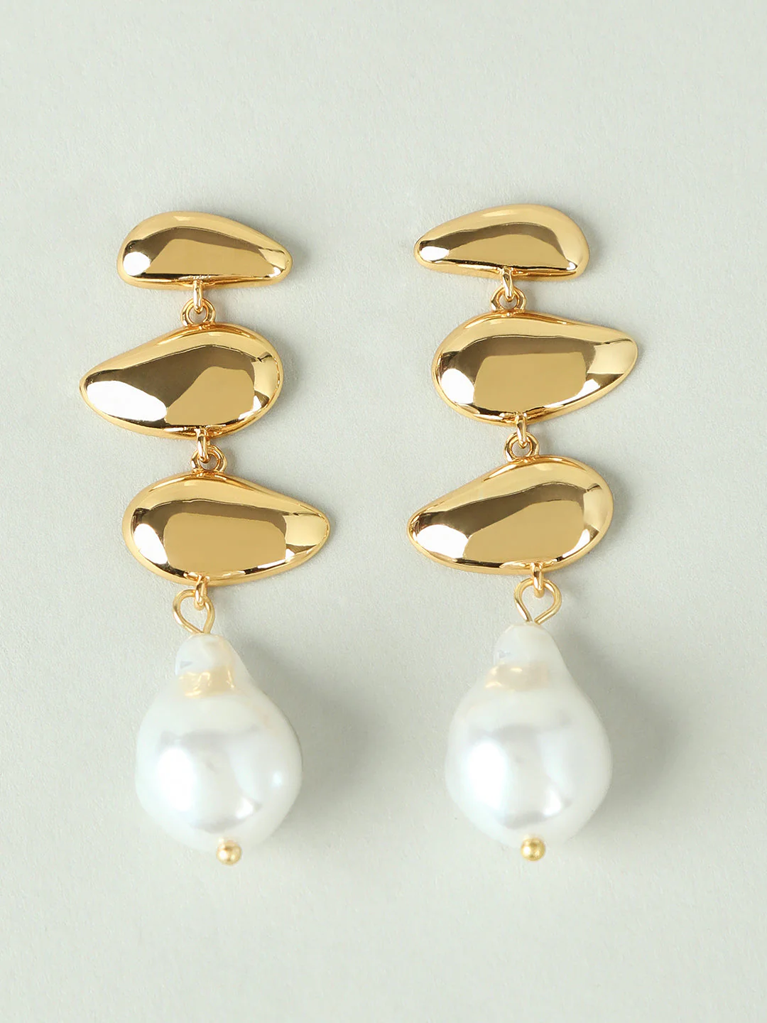 Golden Pearl Detail Earrings - Image 2