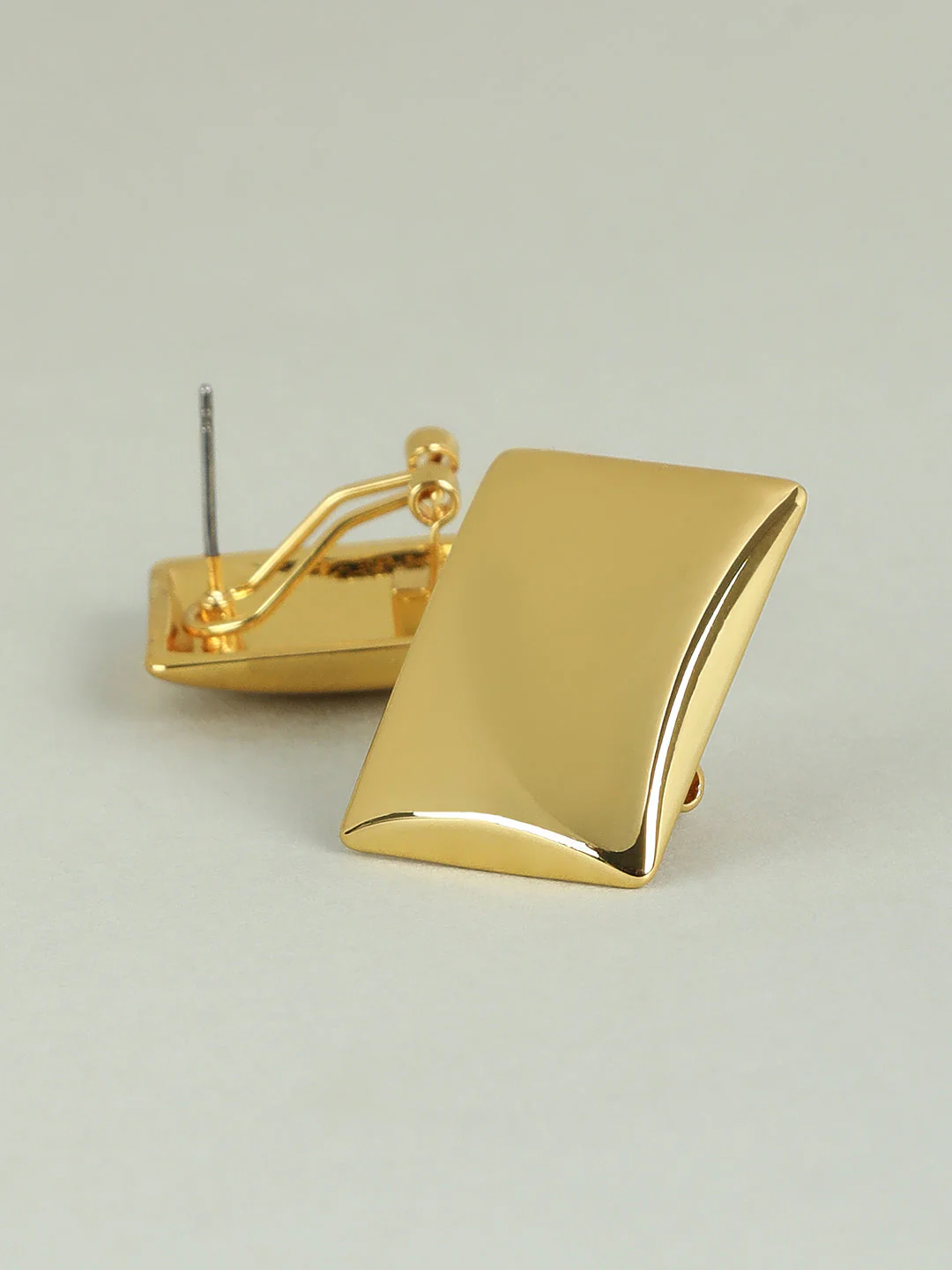 Golden Rectangular Earrings - Image 3
