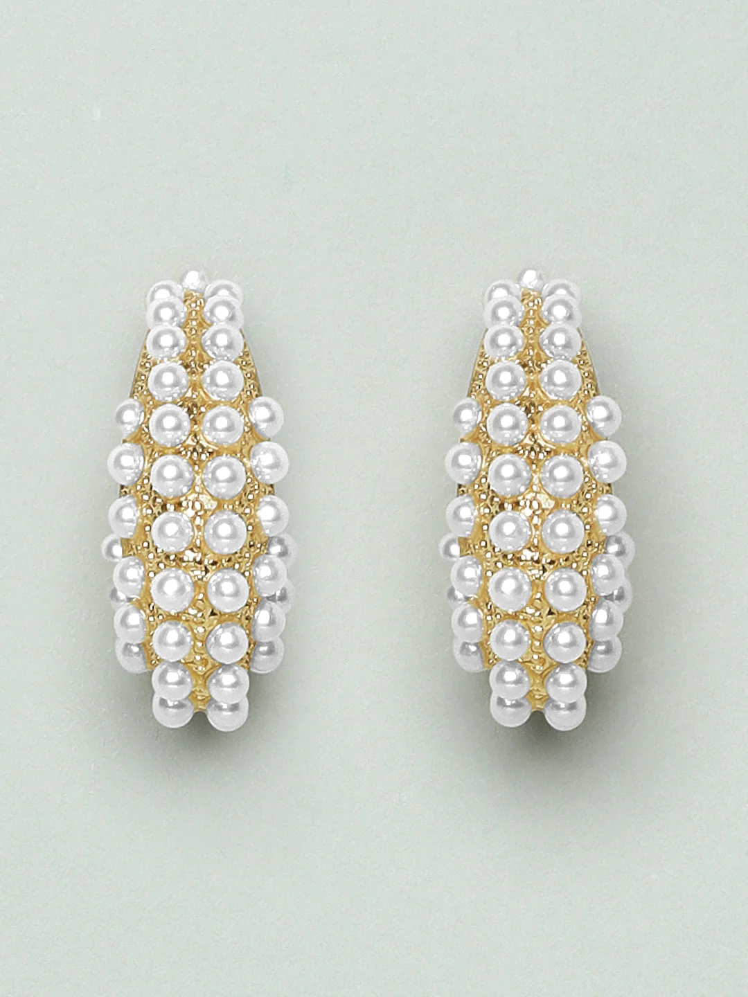 Golden Pearl Detail Hoops - Image 2