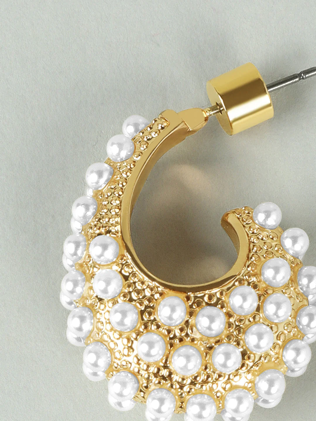 Golden Pearl Detail Hoops - Image 3