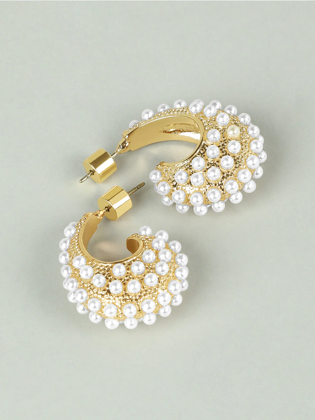 Golden Pearl Detail Hoops - Image 4