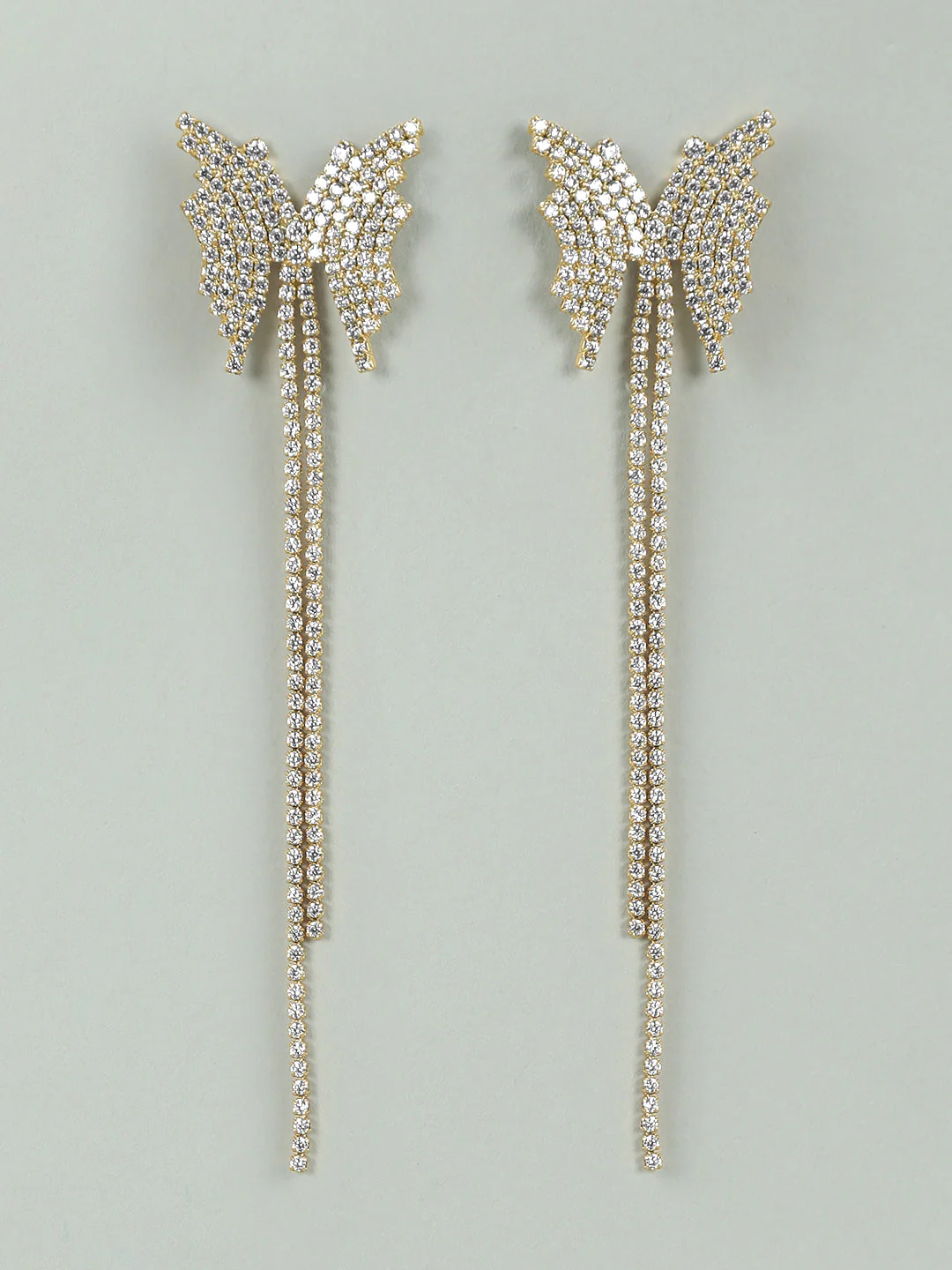 Butterfly Rhinestone Drop Earrings - Image 2