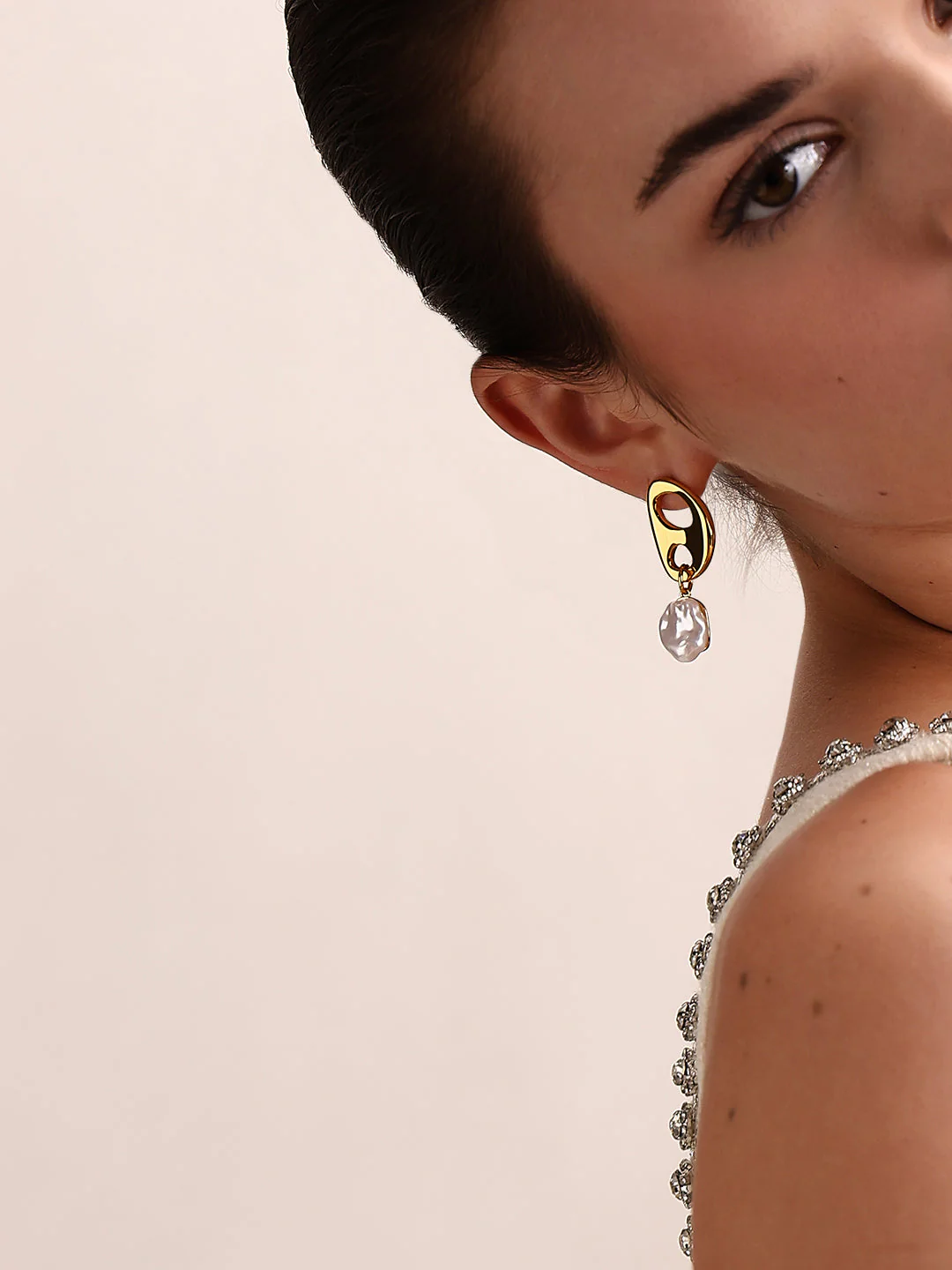 Golden Pearl Detail Earrings