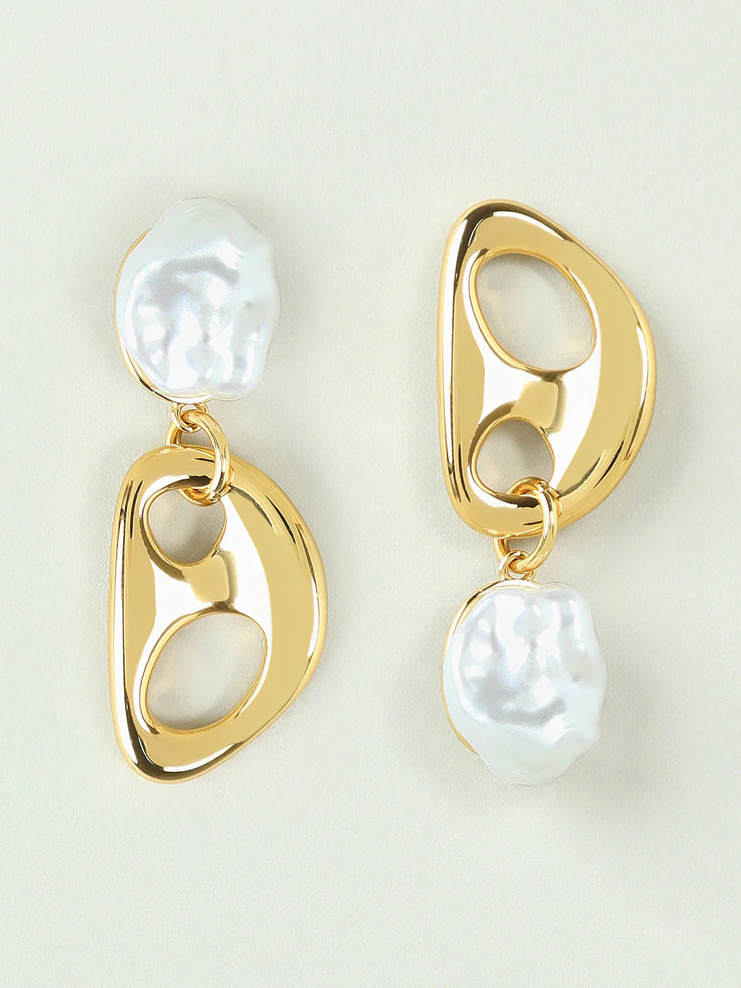 Golden Pearl Detail Earrings - Image 2