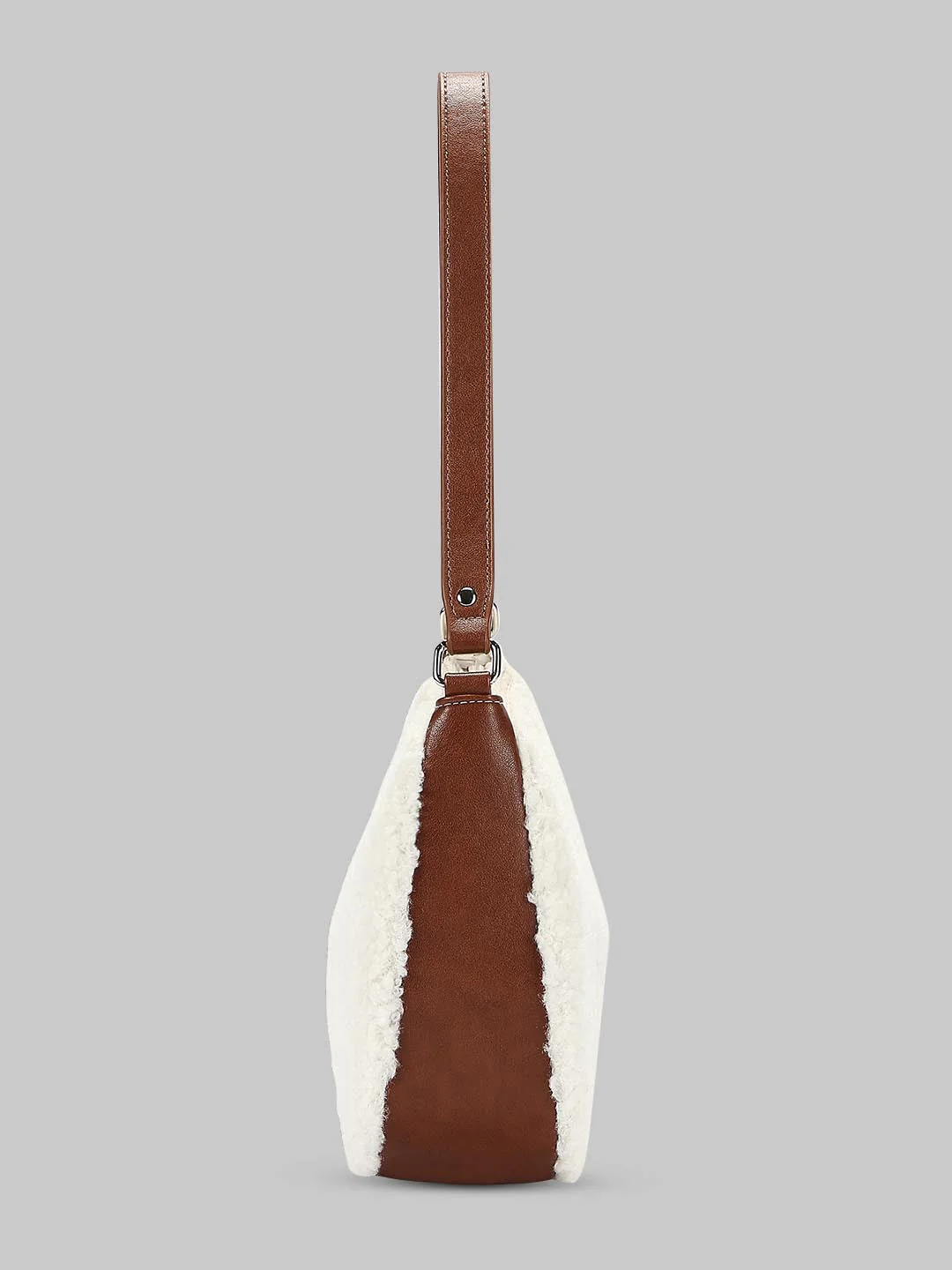 White Textured Shoulder Bag - Image 3
