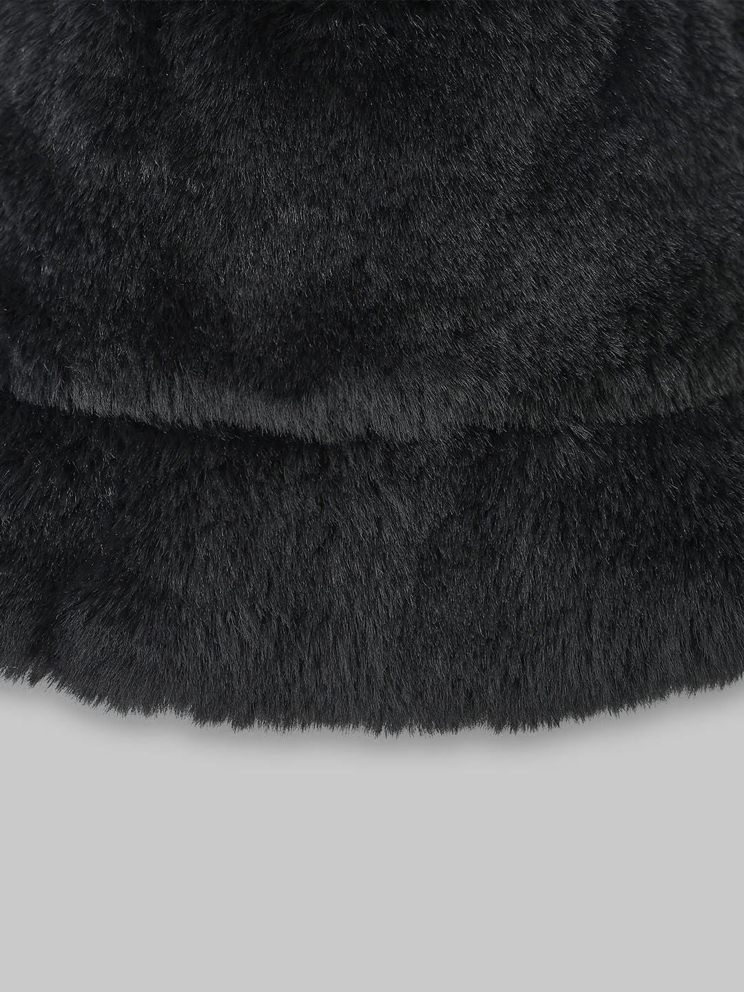 Black Fur Bucket Hat - Image 3