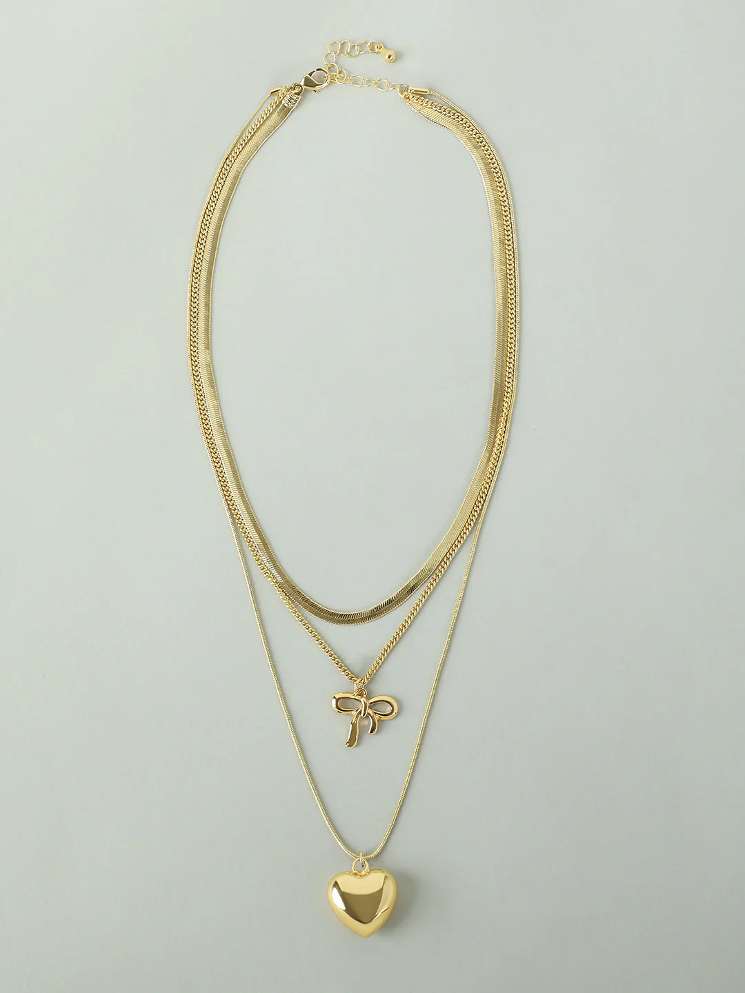 Bow & Heart Layered Necklace - Image 2