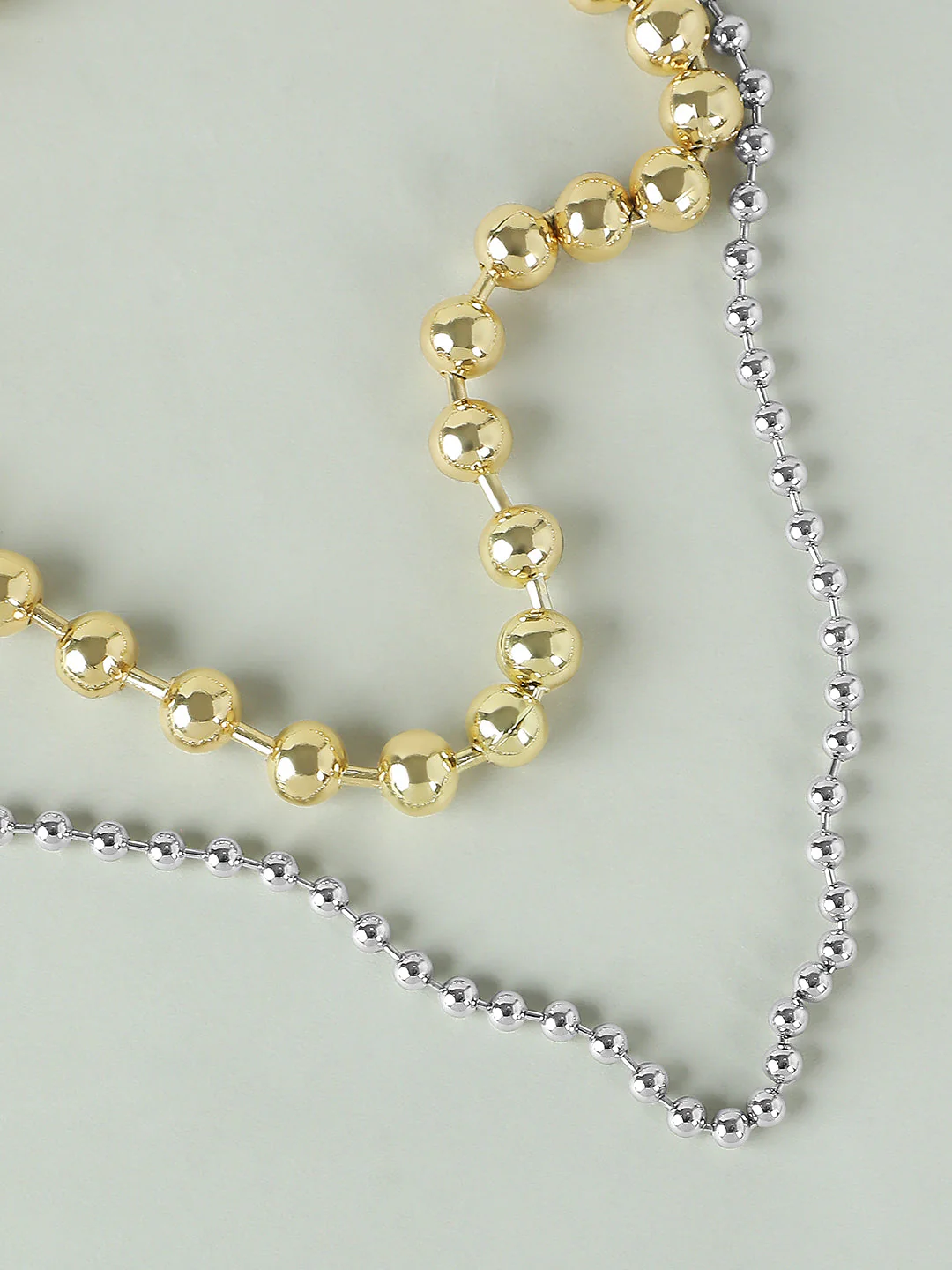 Gold & Silver Bead Layered Necklace - Image 3